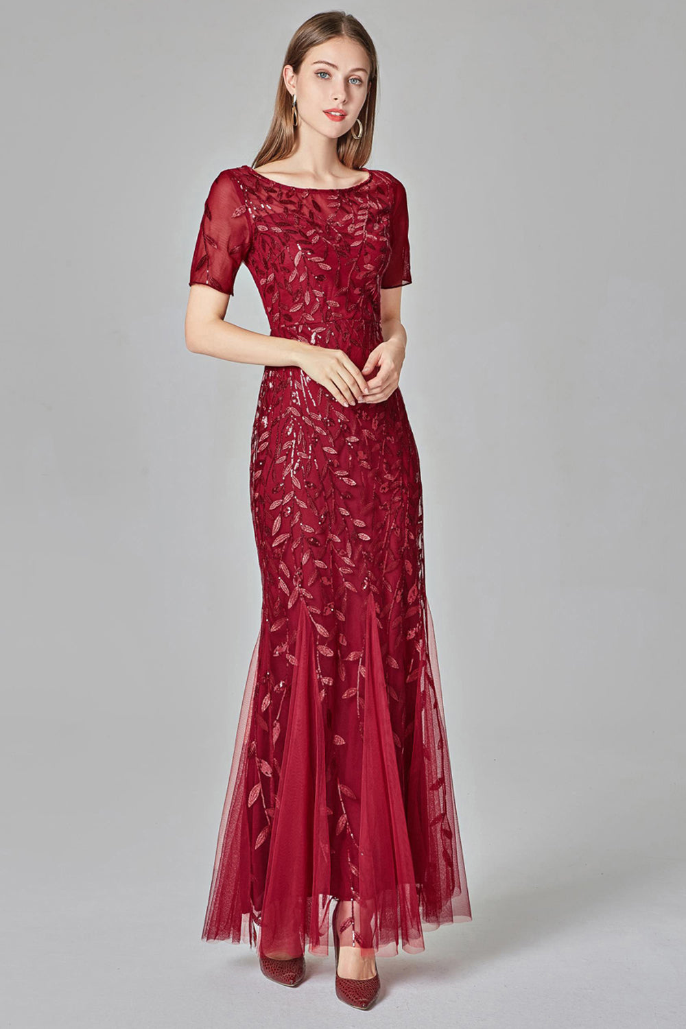 Elegant Sequins Embroidery Prom Dresses