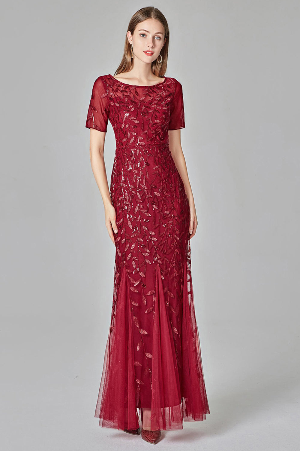 Elegant Sequins Embroidery Prom Dresses