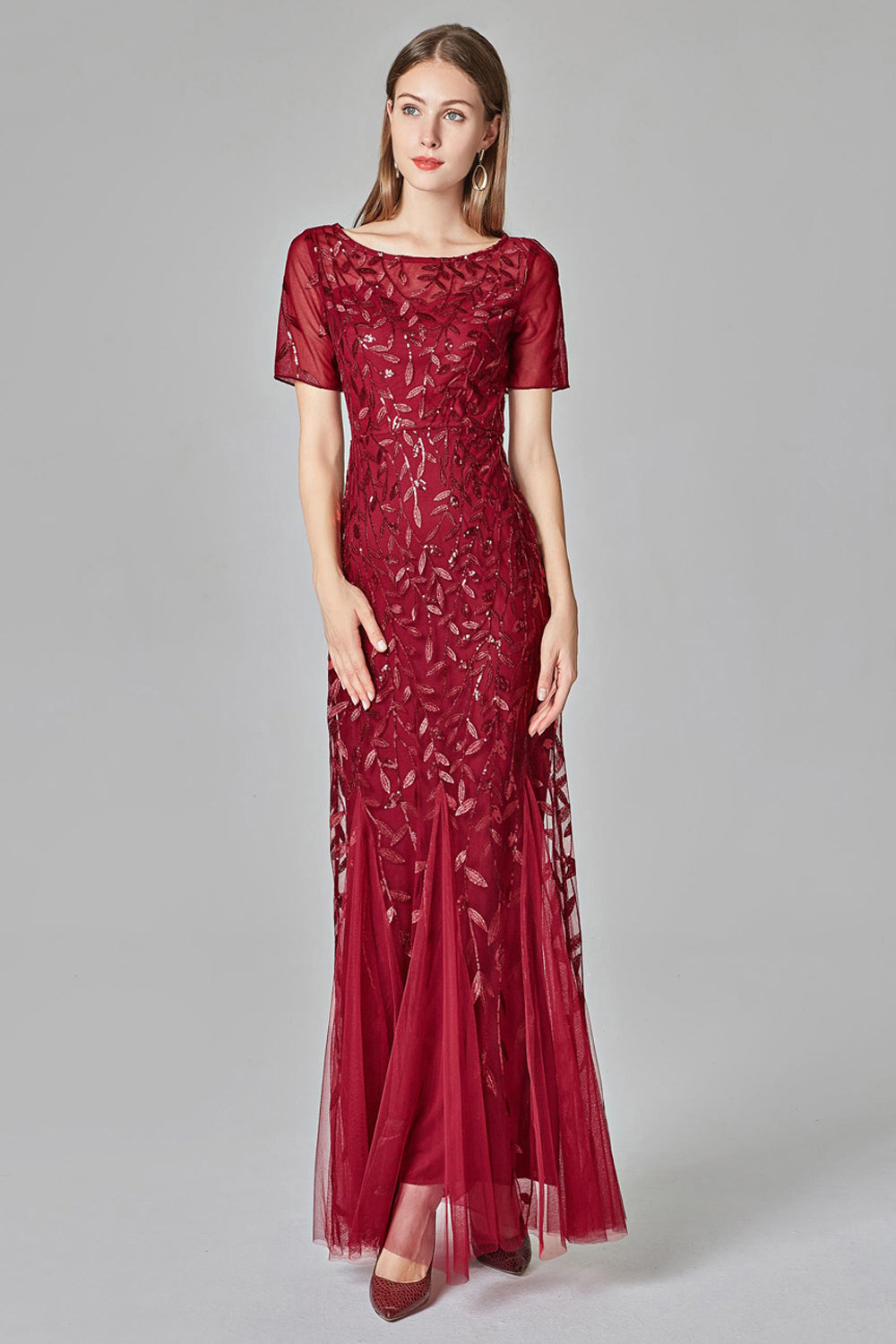 Elegant Sequins Embroidery Prom Dresses