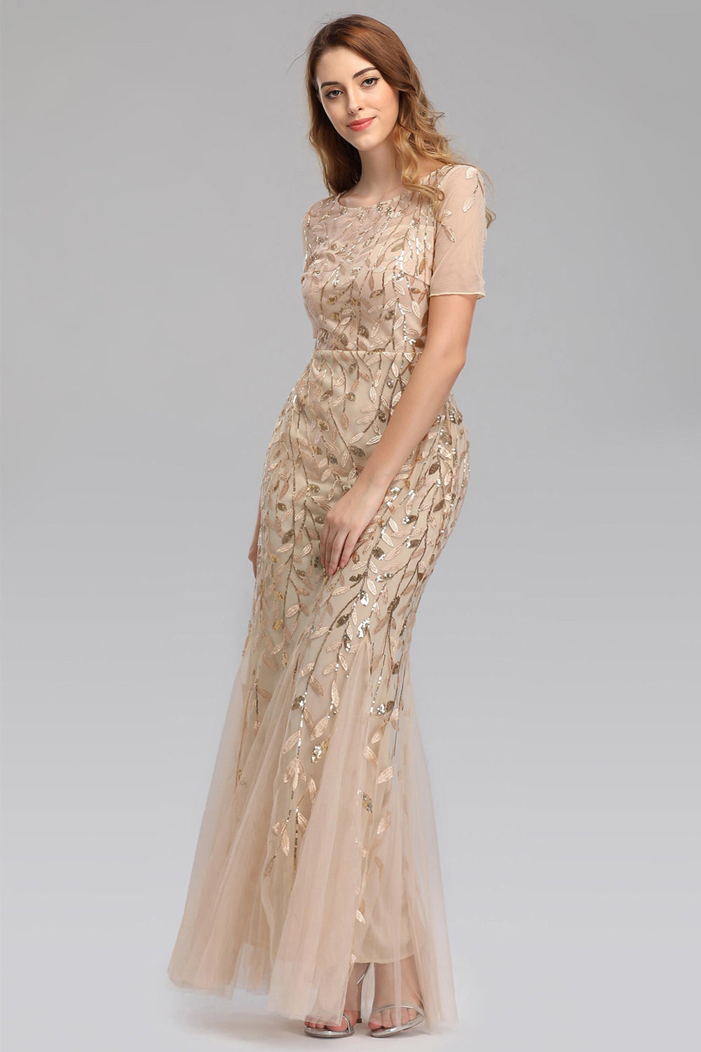 Elegant Sequins Embroidery Prom Dresses