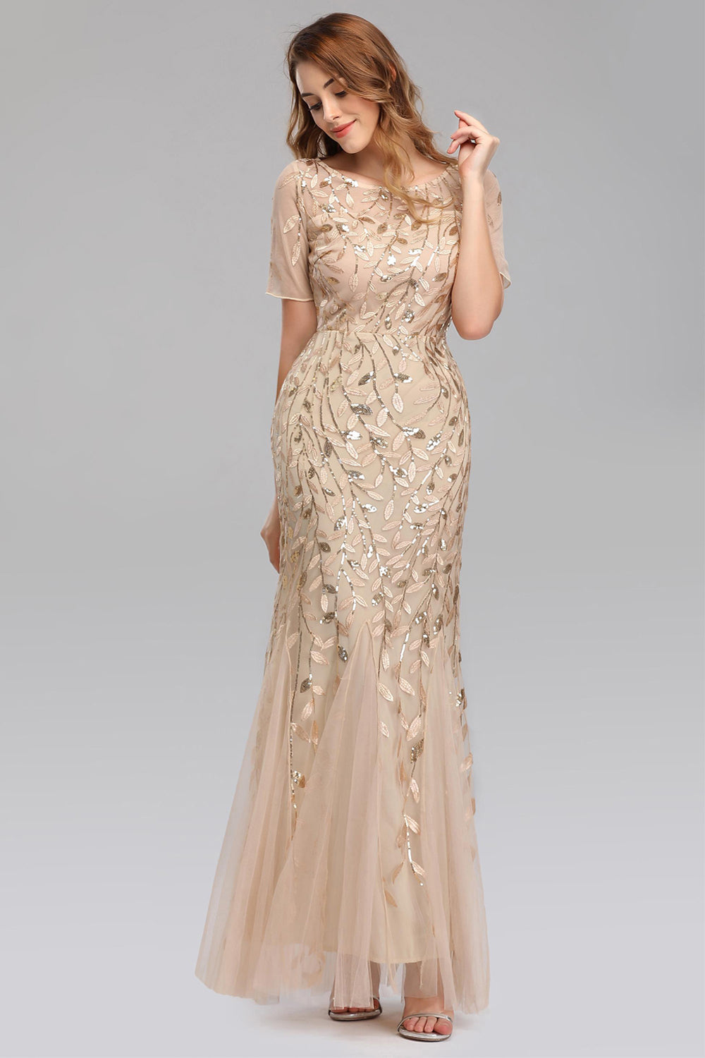 Elegant Sequins Embroidery Prom Dresses