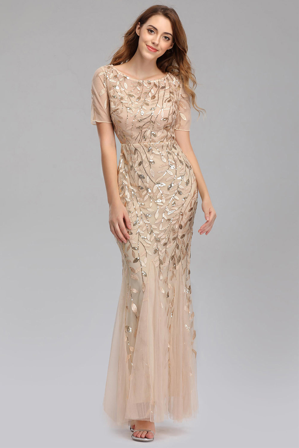 Elegant Sequins Embroidery Prom Dresses