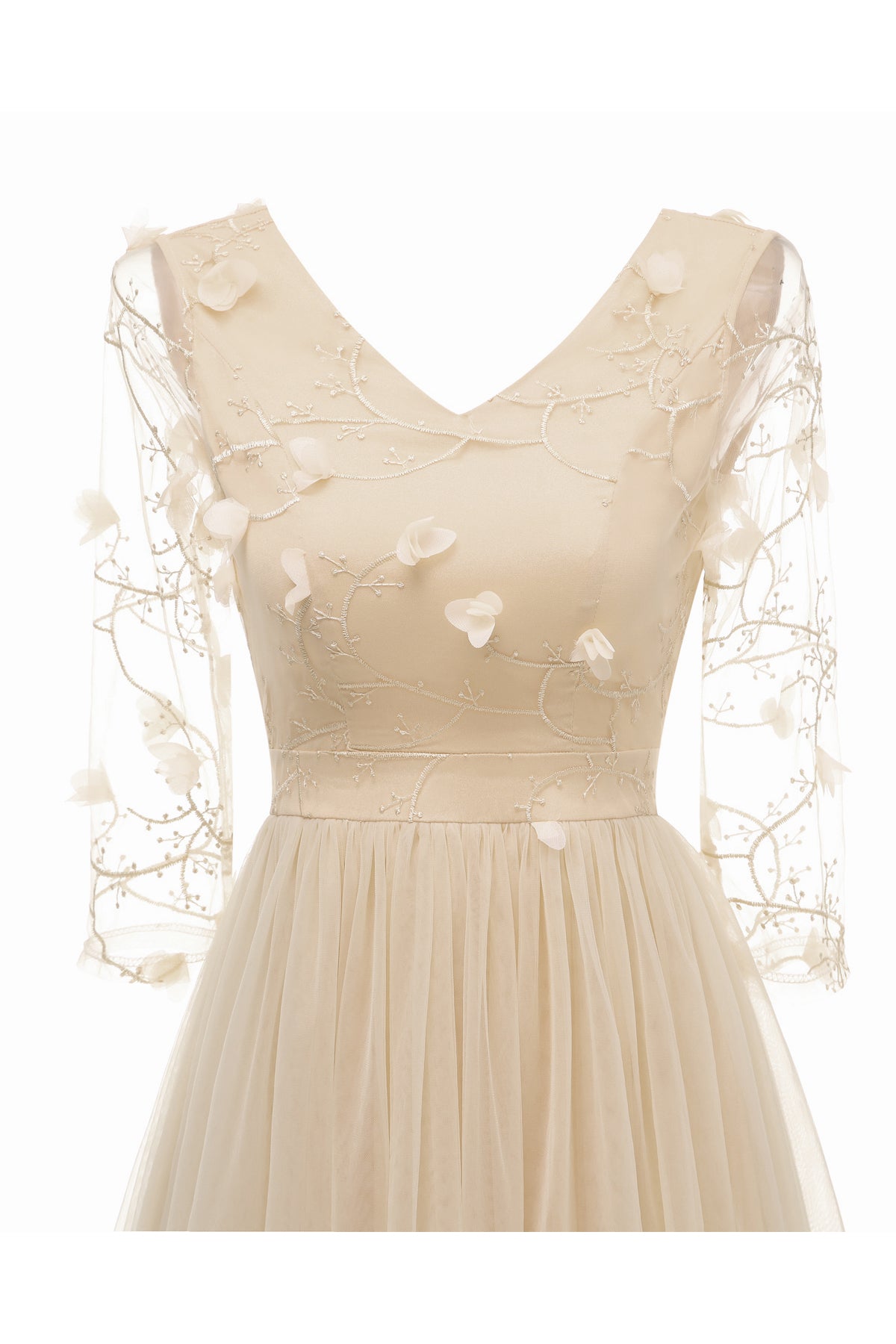 Flowers 3/4 Sleeve A-line Vintage Dresses