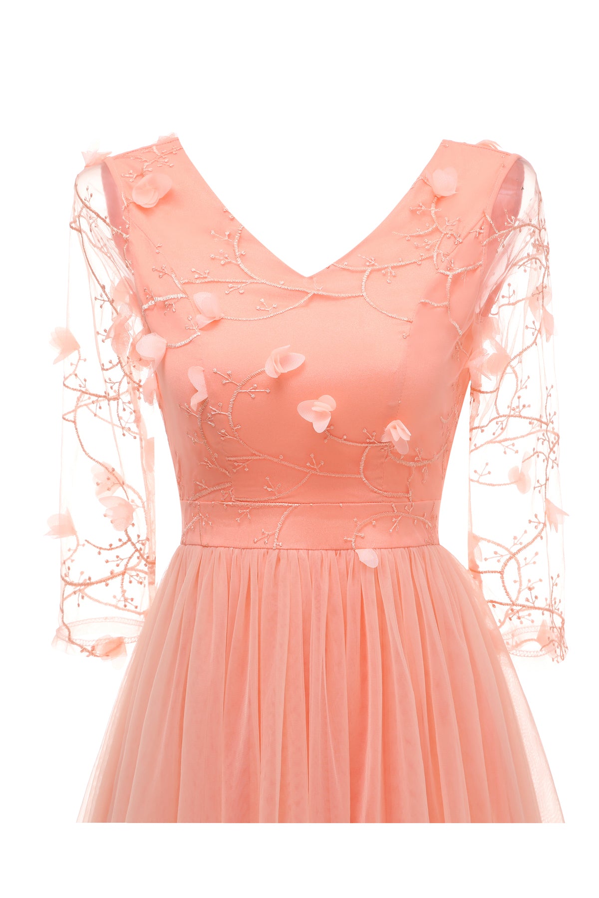 Flowers 3/4 Sleeve A-line Vintage Dresses