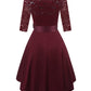 Lace High Low 3/4 Sleeve Homecoming Dresses