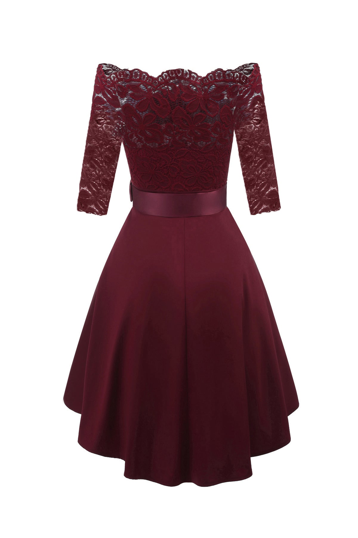 Lace High Low 3/4 Sleeve Homecoming Dresses