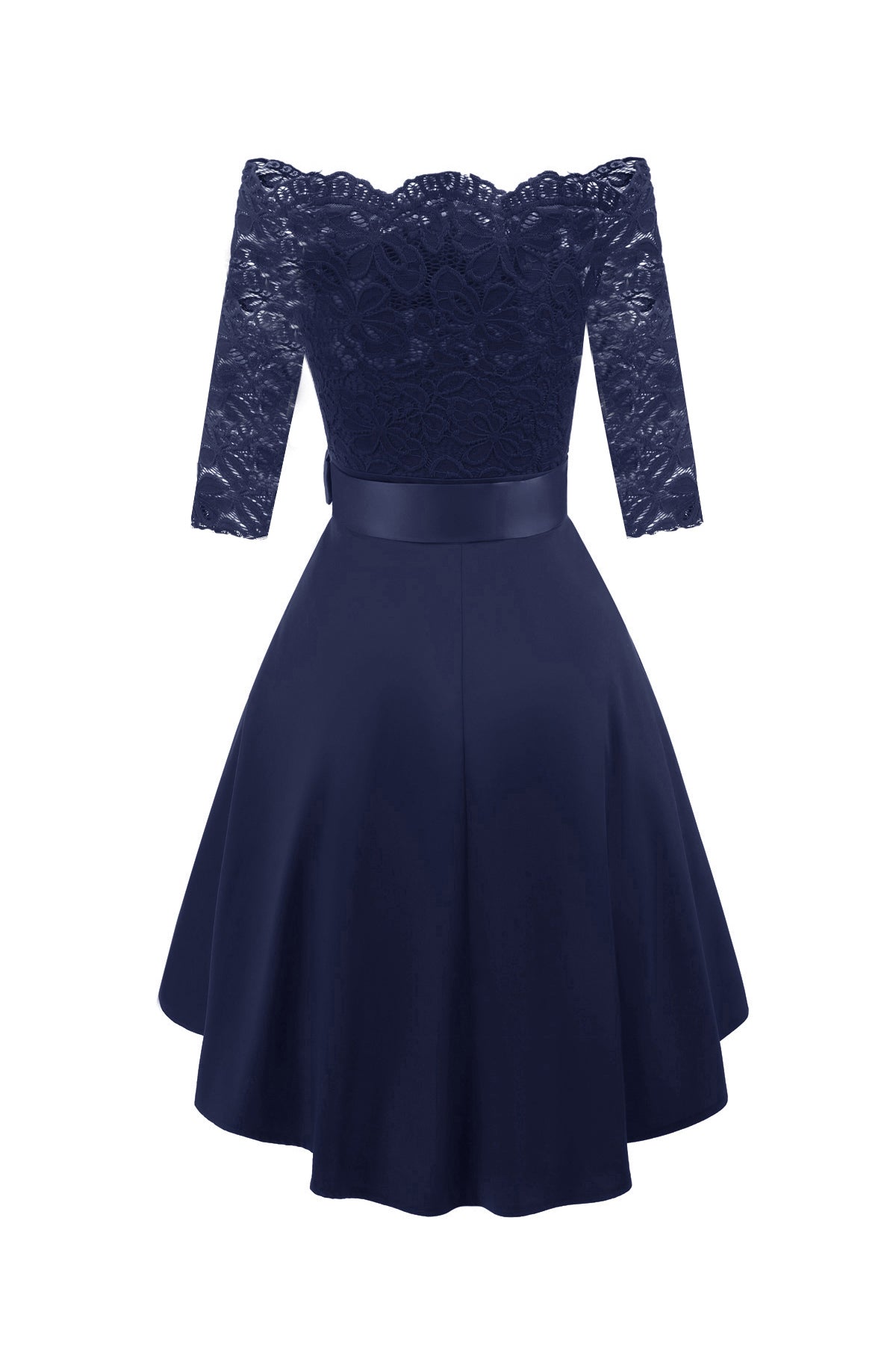 Lace High Low 3/4 Sleeve Homecoming Dresses