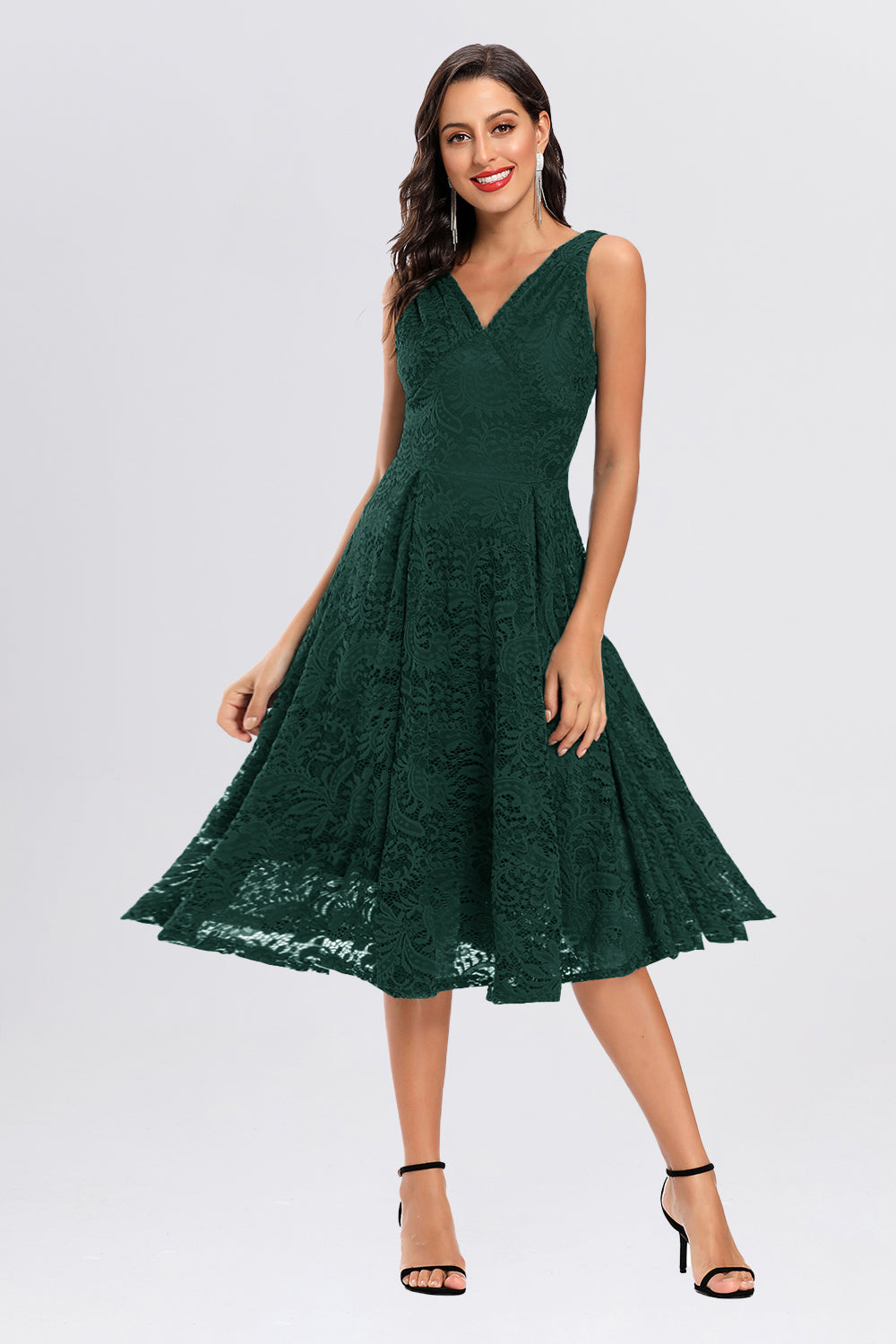 Lace V-neck Pleating Homecoming Dresses