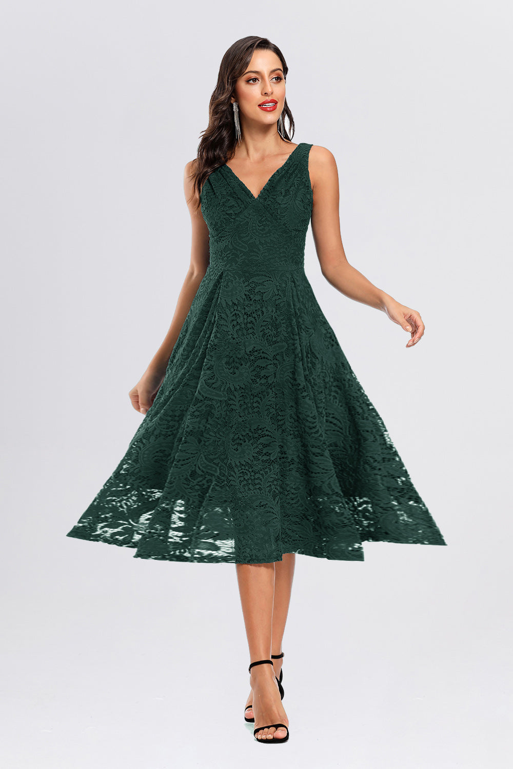 Lace V-neck Pleating Homecoming Dresses