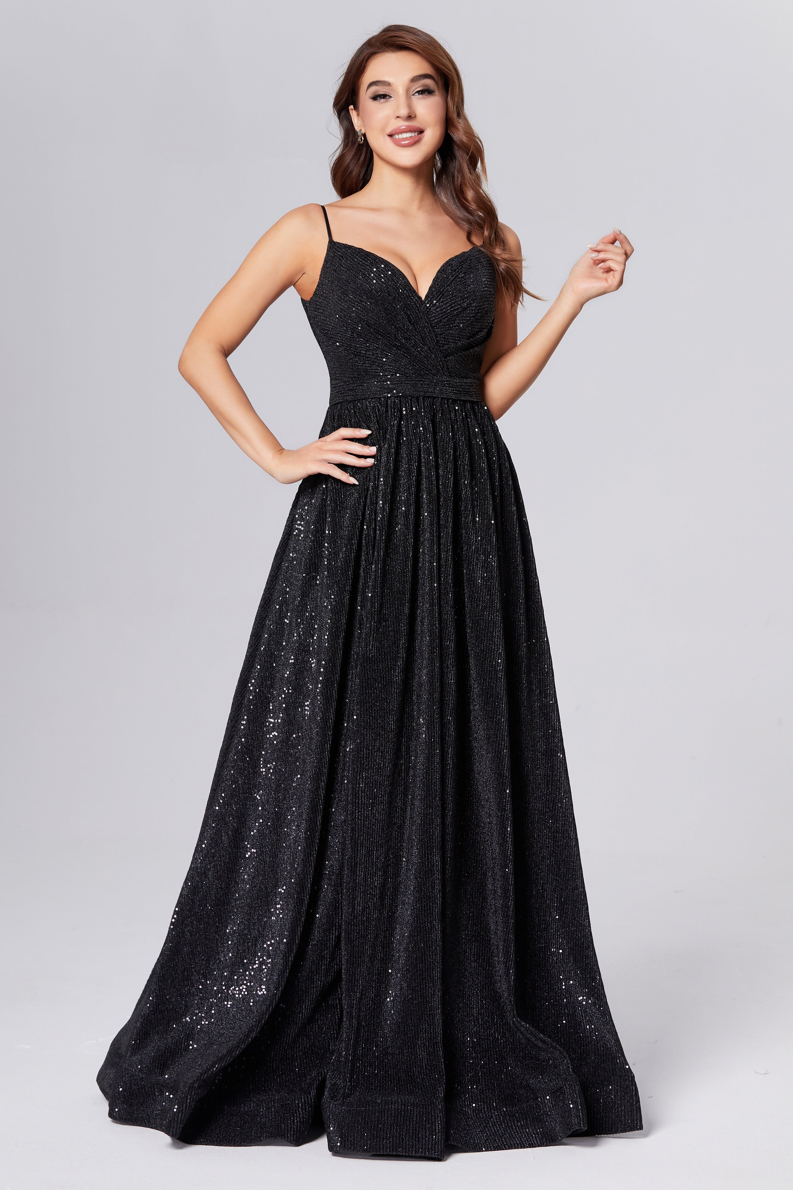 Lace up Sequins Split Prom Dresses