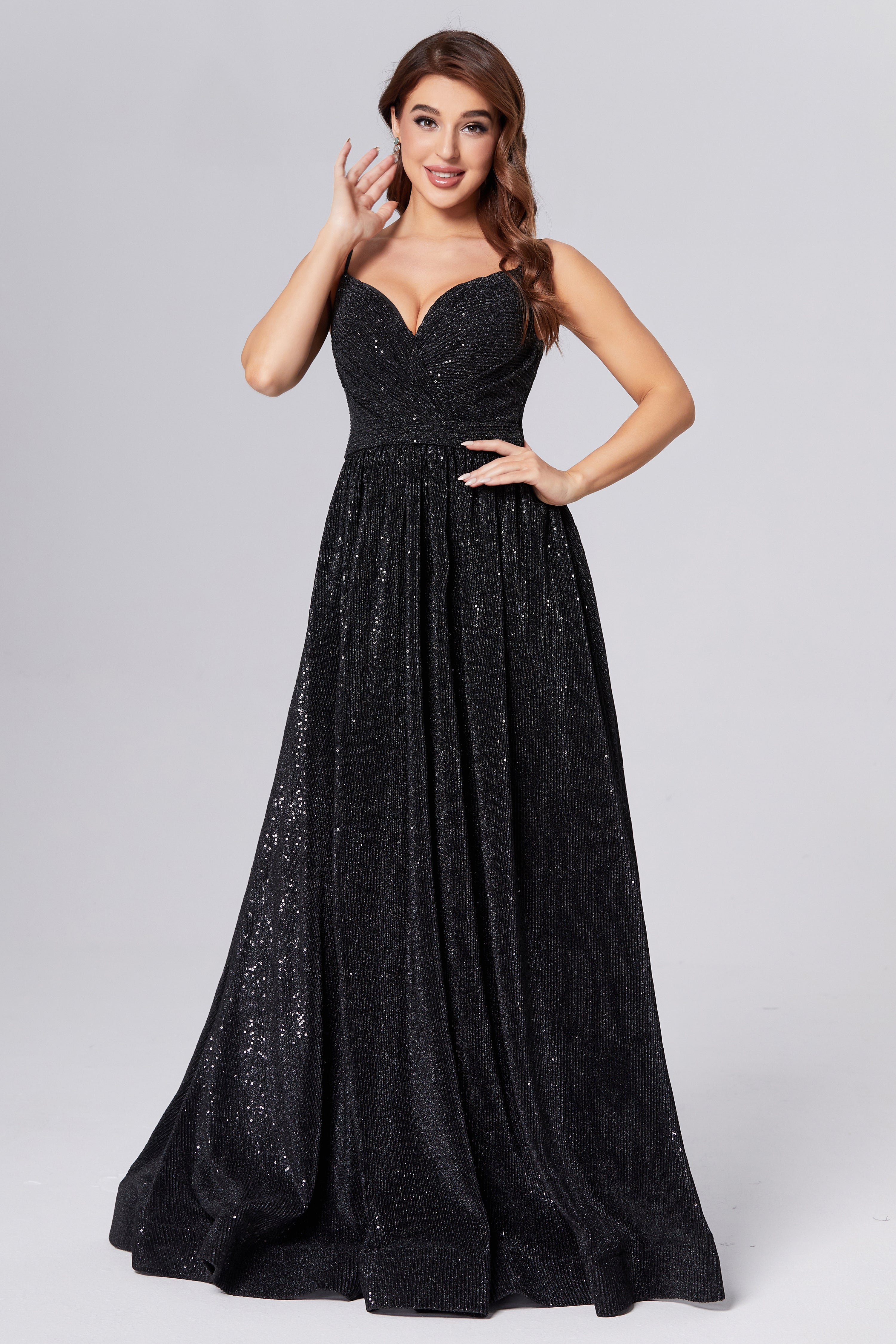 Lace up Sequins Split Prom Dresses