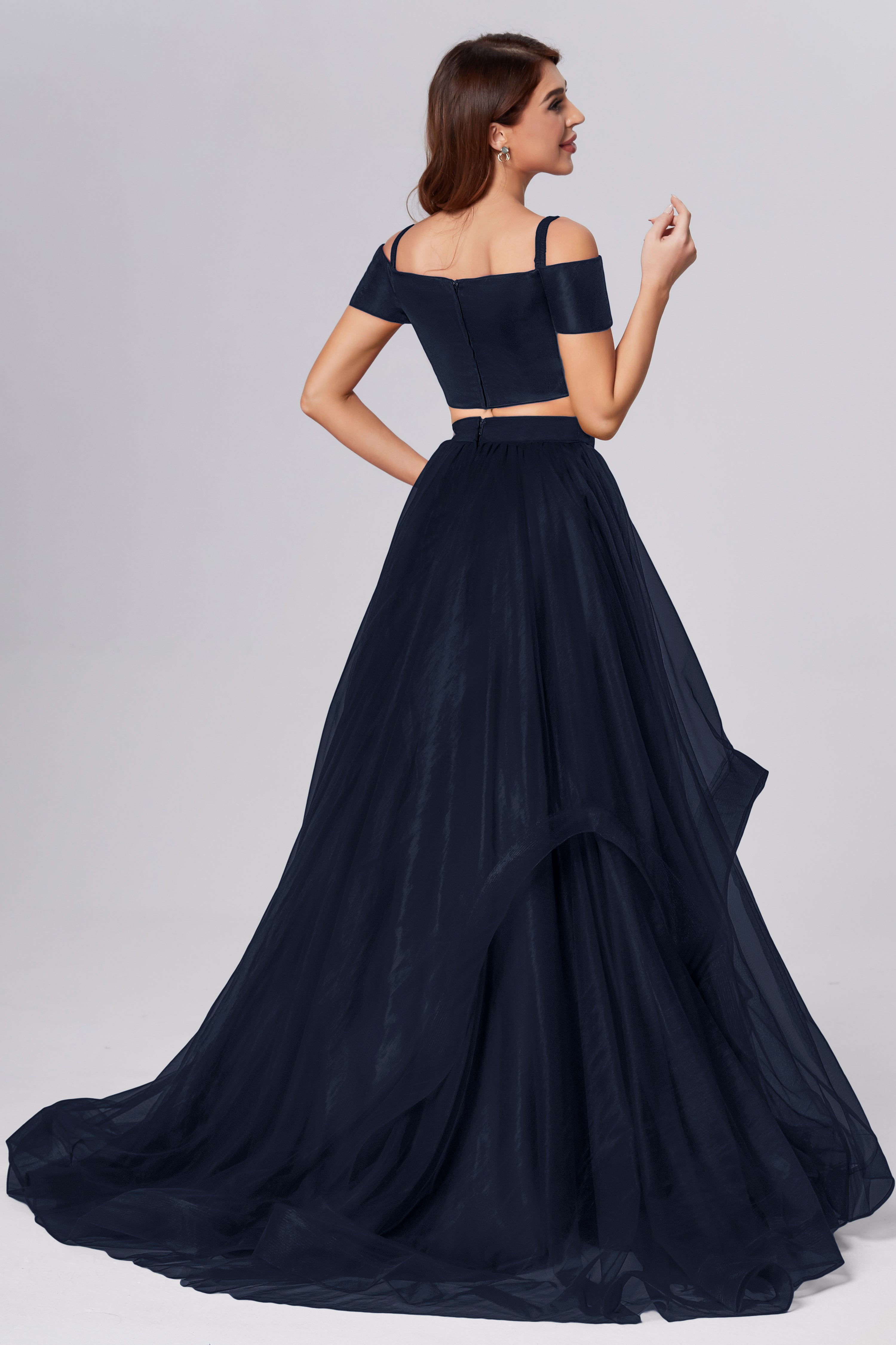 Off the Shoulder 2-Piece Prom Dresses