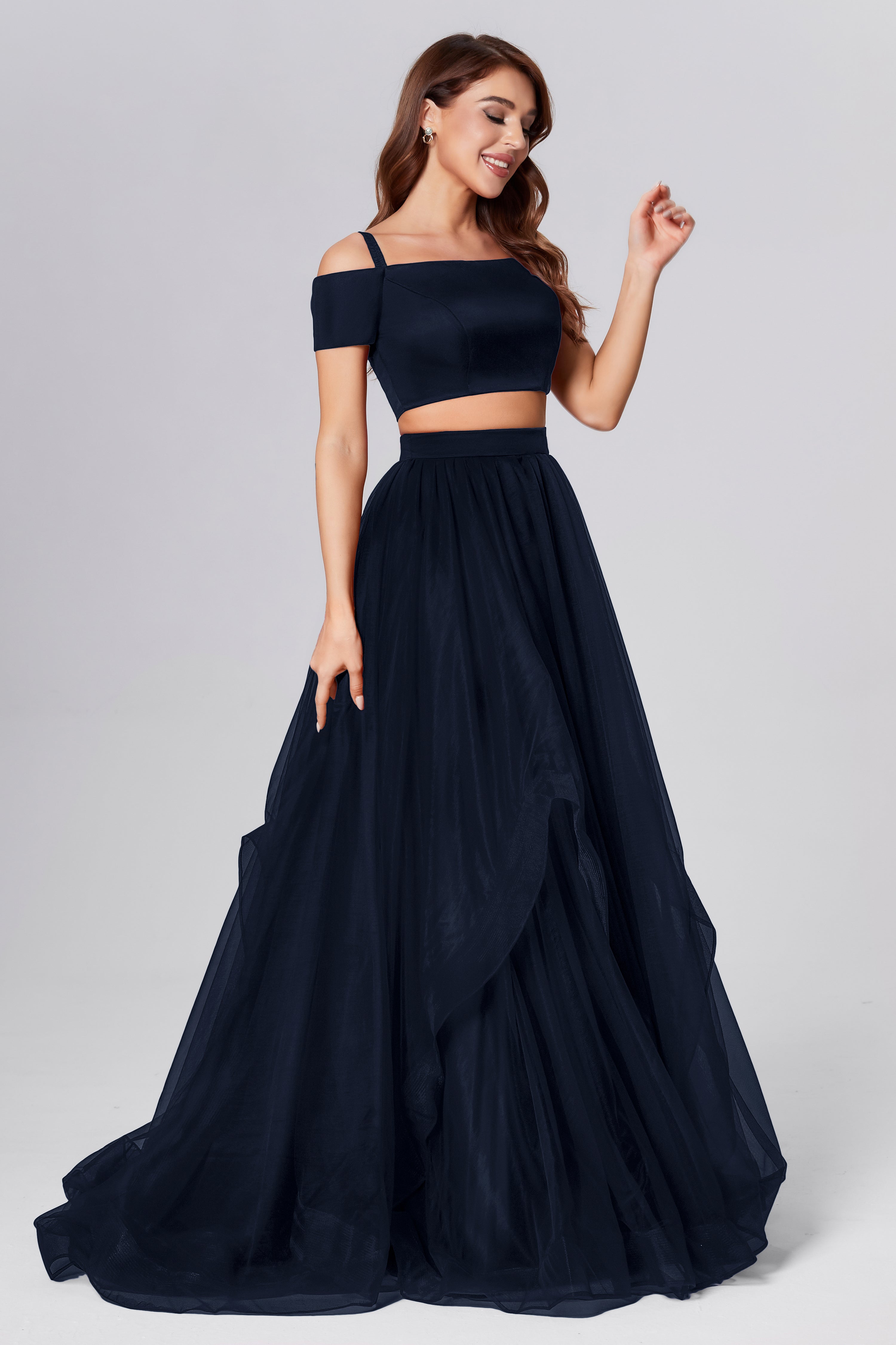 Off the Shoulder 2-Piece Prom Dresses