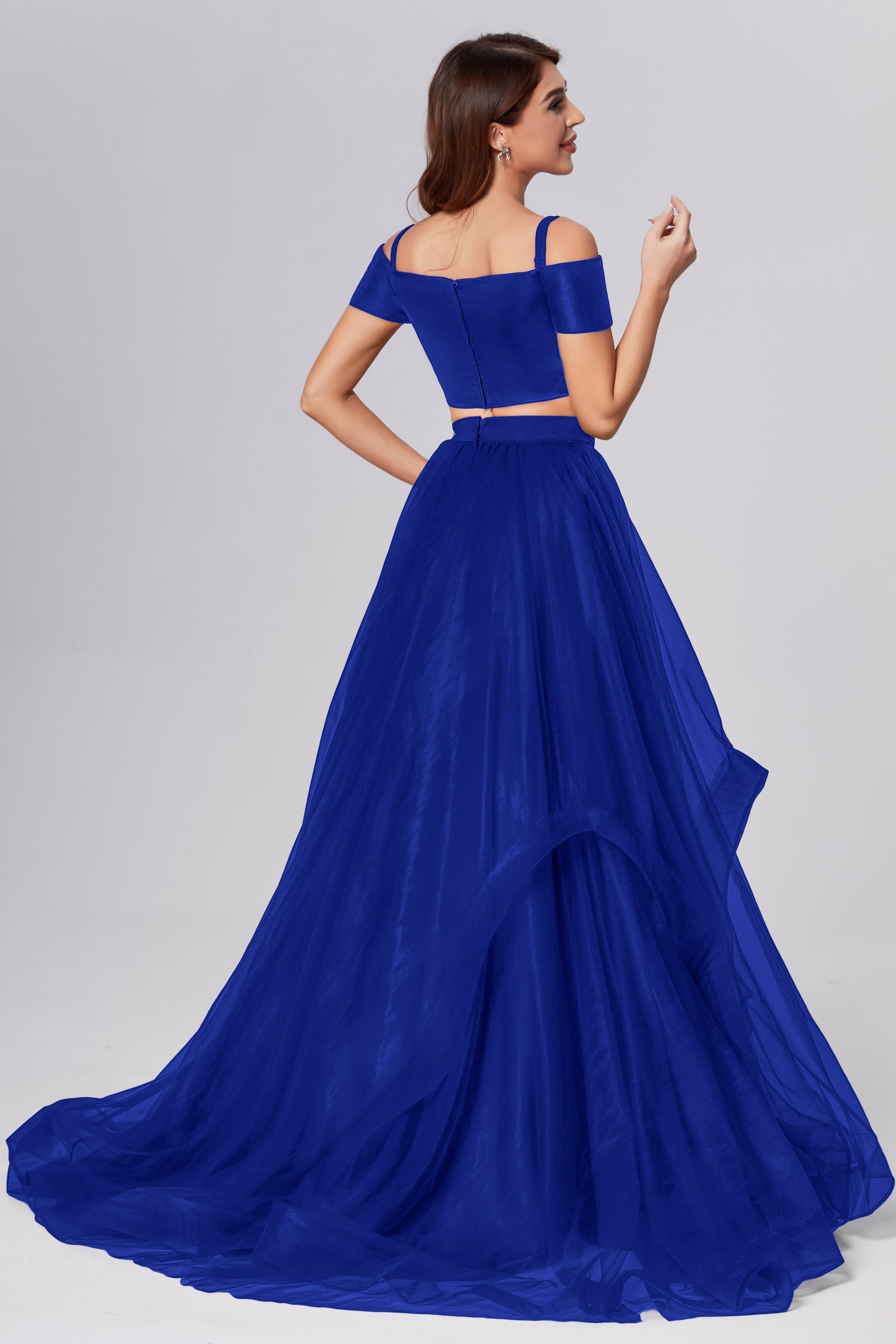 Off the Shoulder 2-Piece Prom Dresses