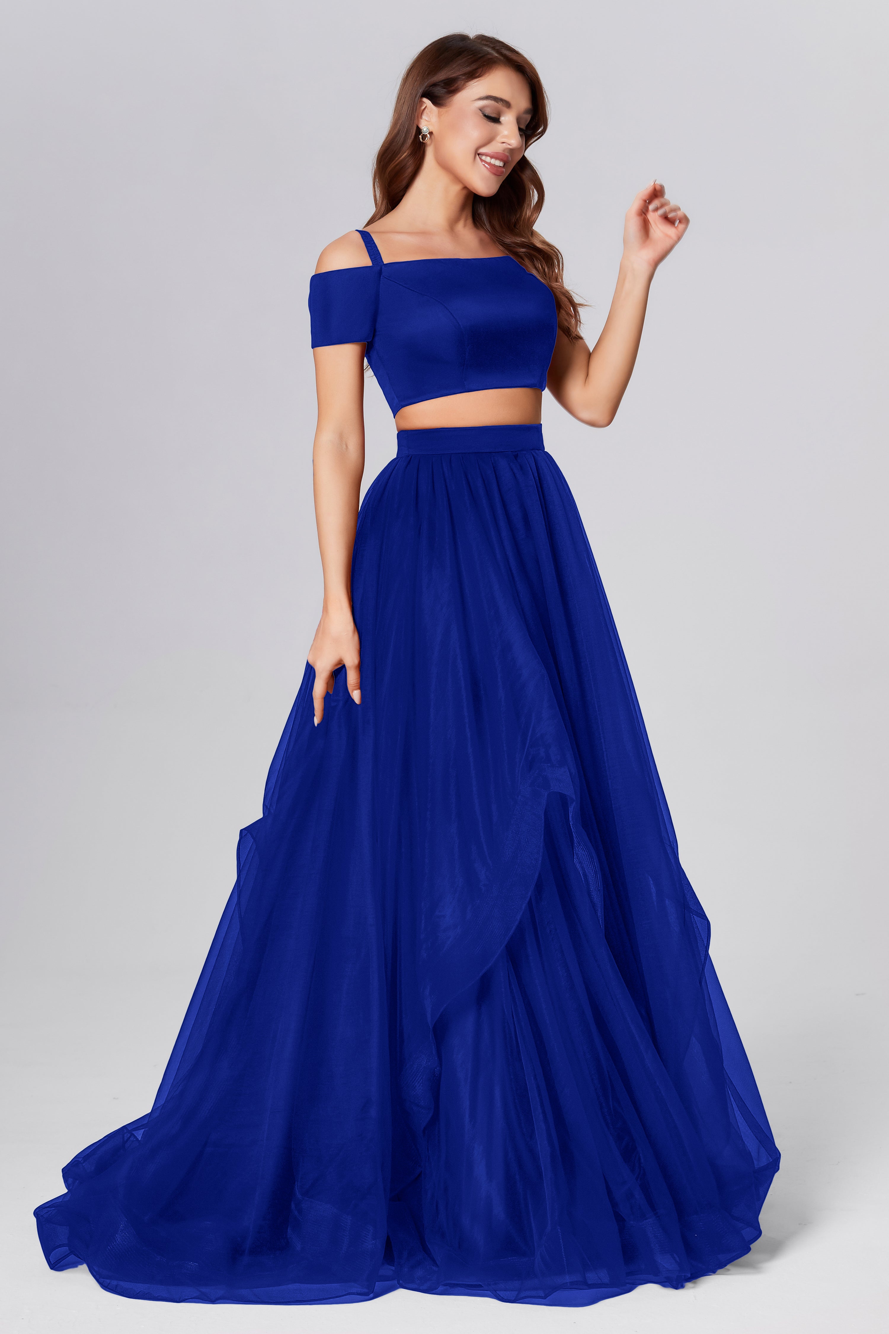 Off the Shoulder 2 Piece Prom Dresses