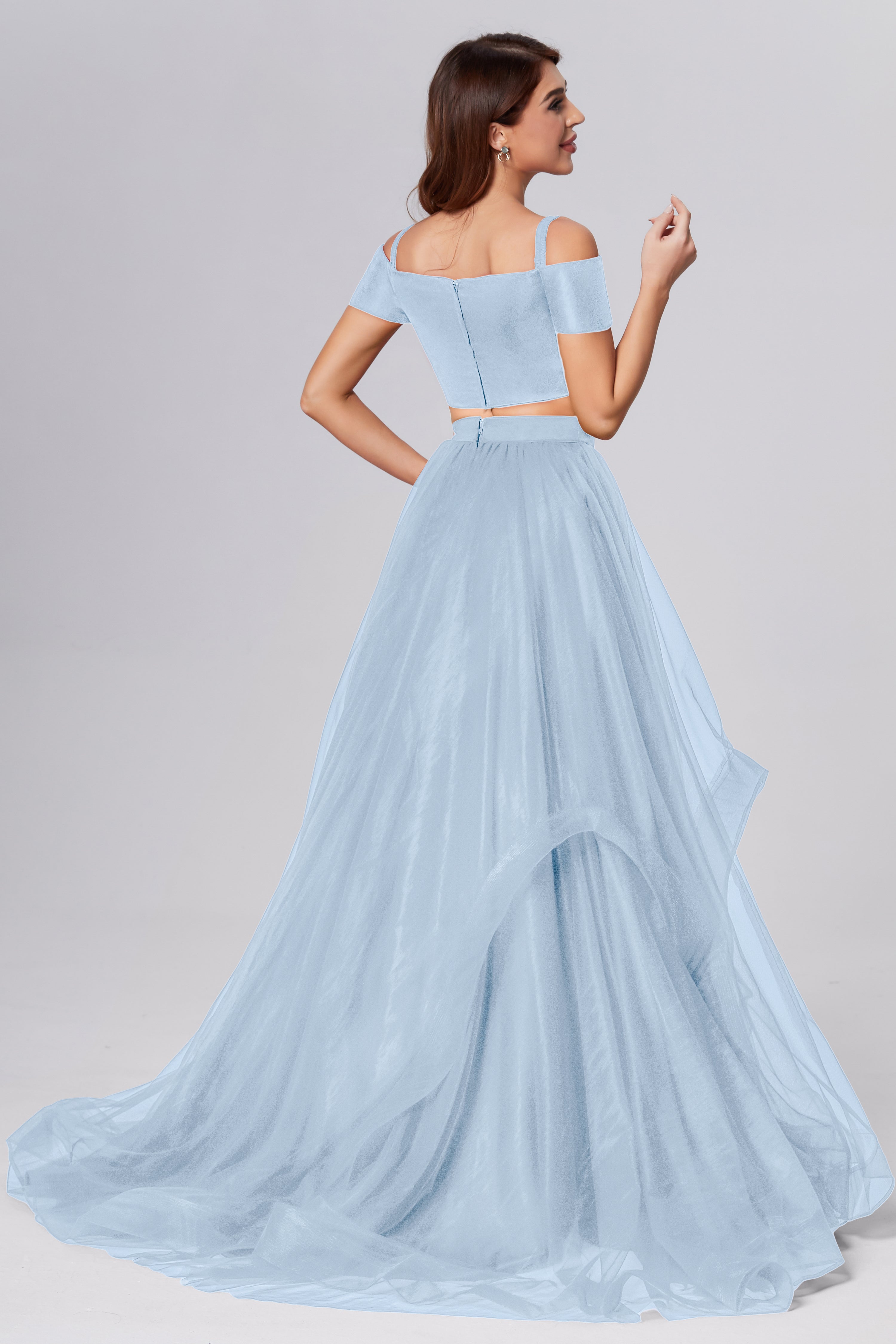 Off the Shoulder 2-Piece Prom Dresses