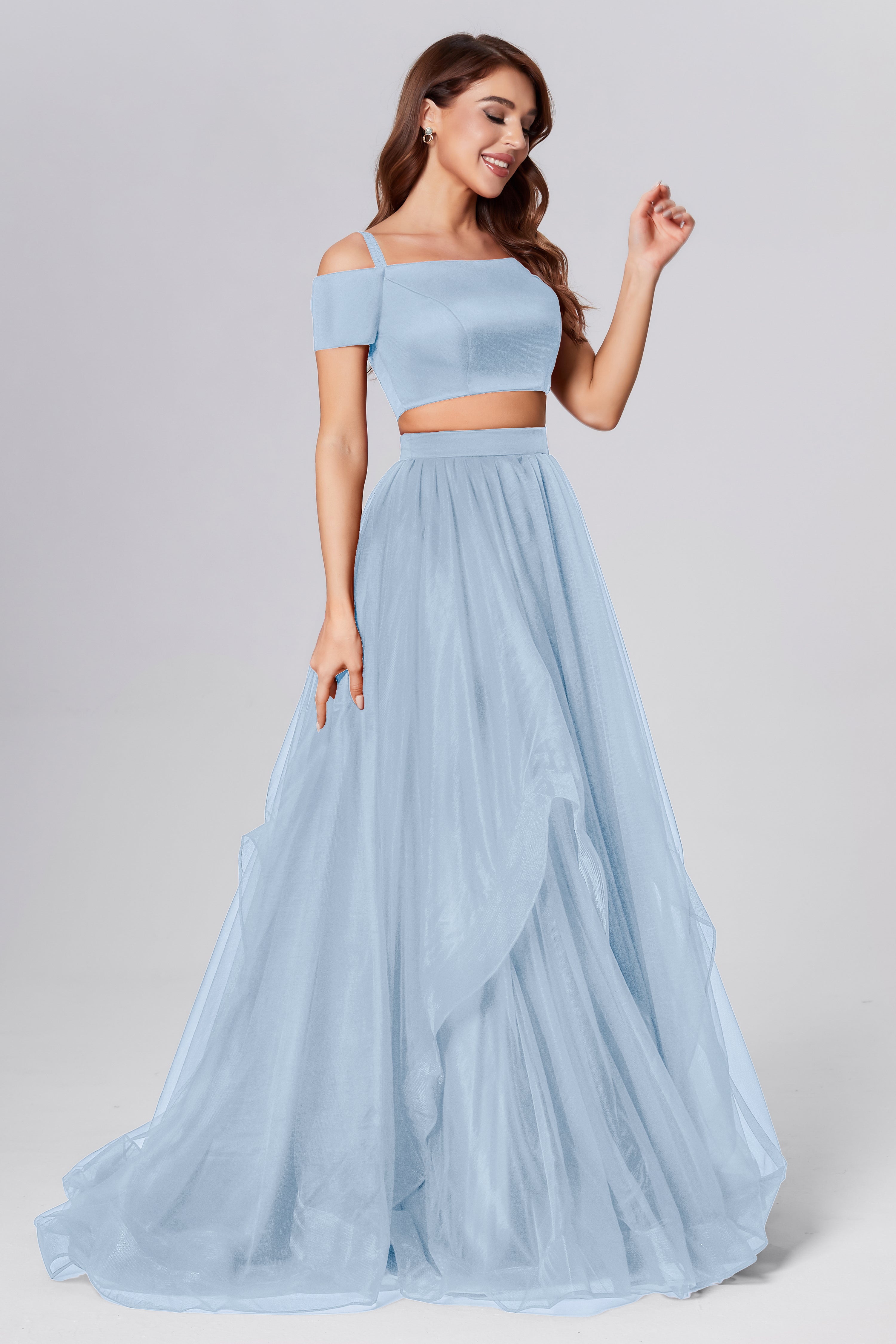 Off the Shoulder 2 Piece Prom Dresses