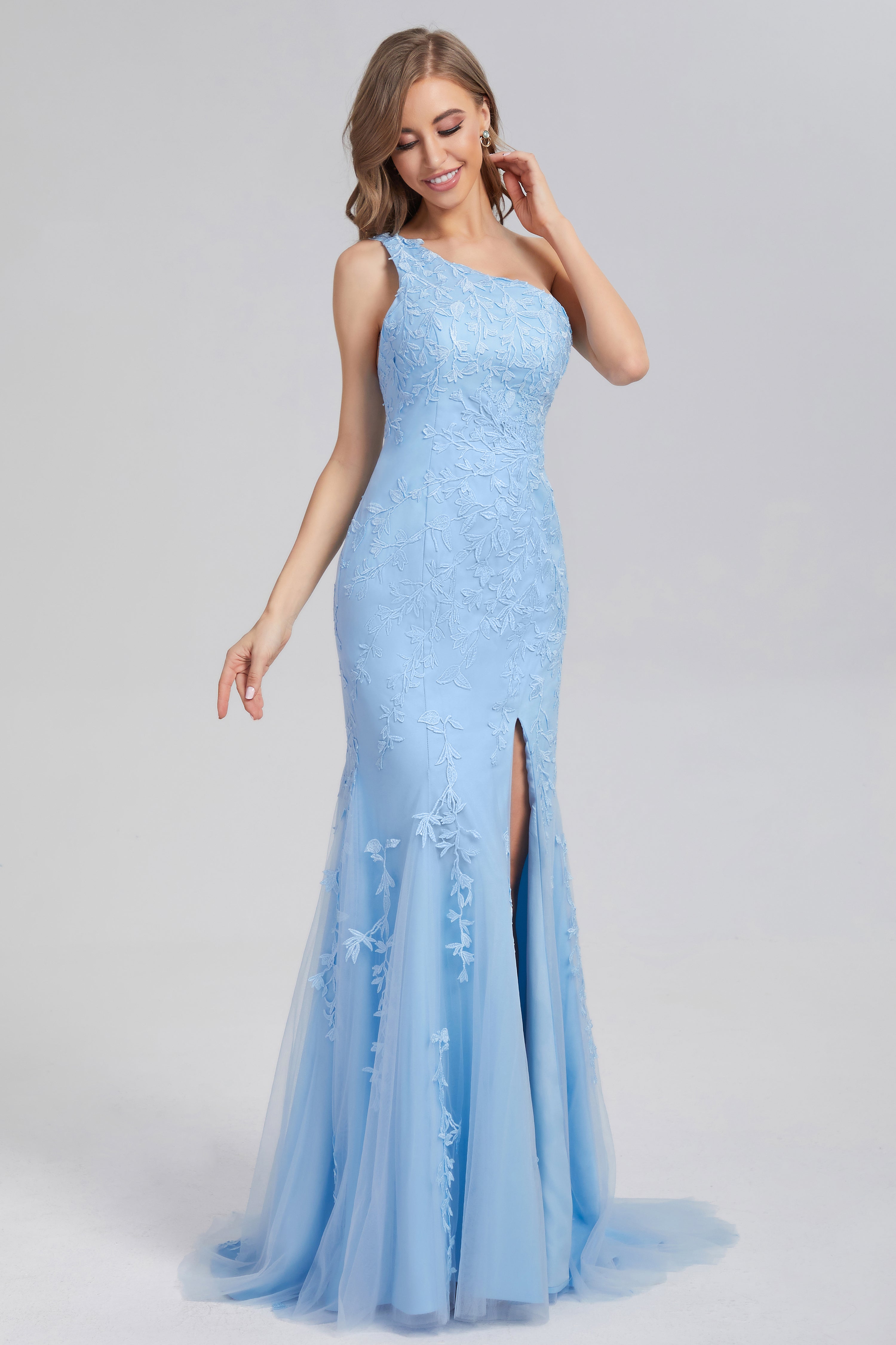 One Shoulder Mermaid Prom Dresses with Trailing