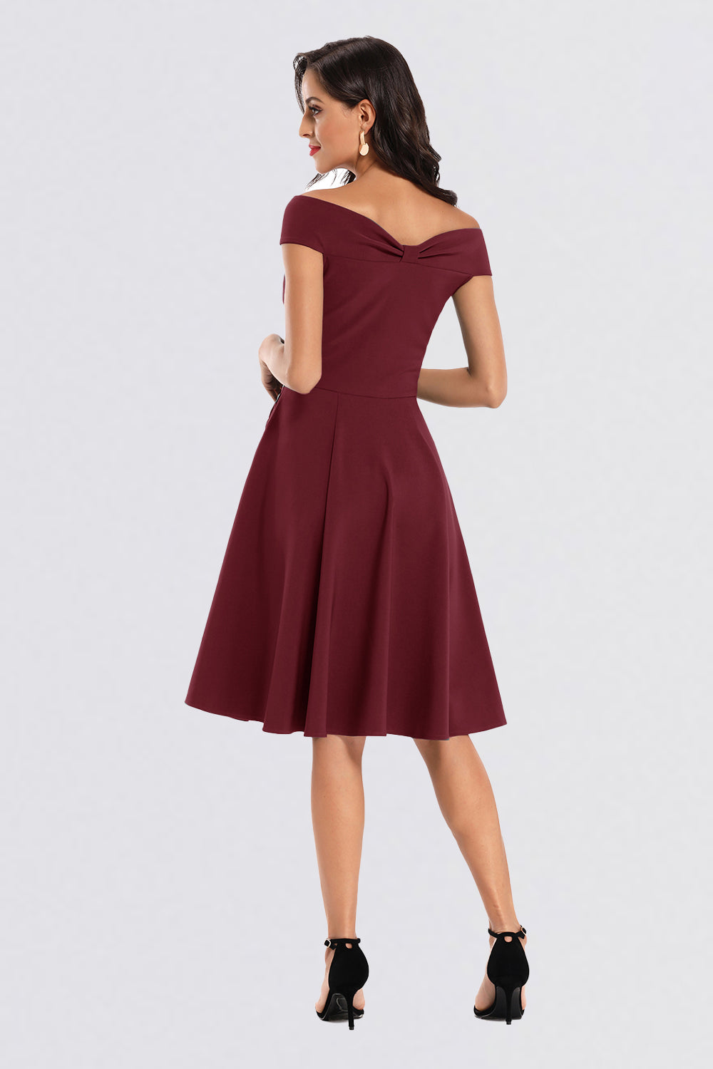 Satin Sleeveless Off the Shoulder Vintage Dresses