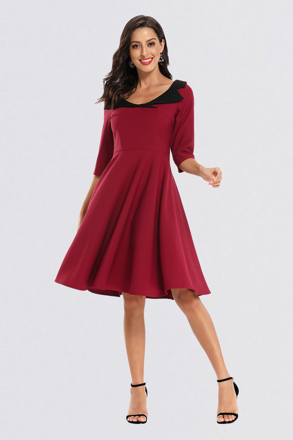 Scoop Zipper Half Sleeve Vintage Dresses