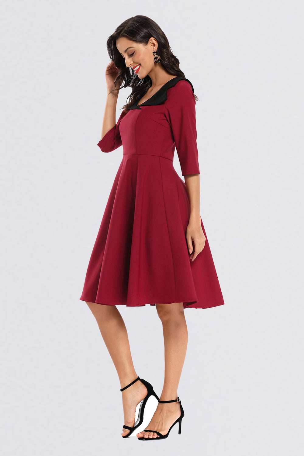 Scoop Zipper Half Sleeve Vintage Dresses