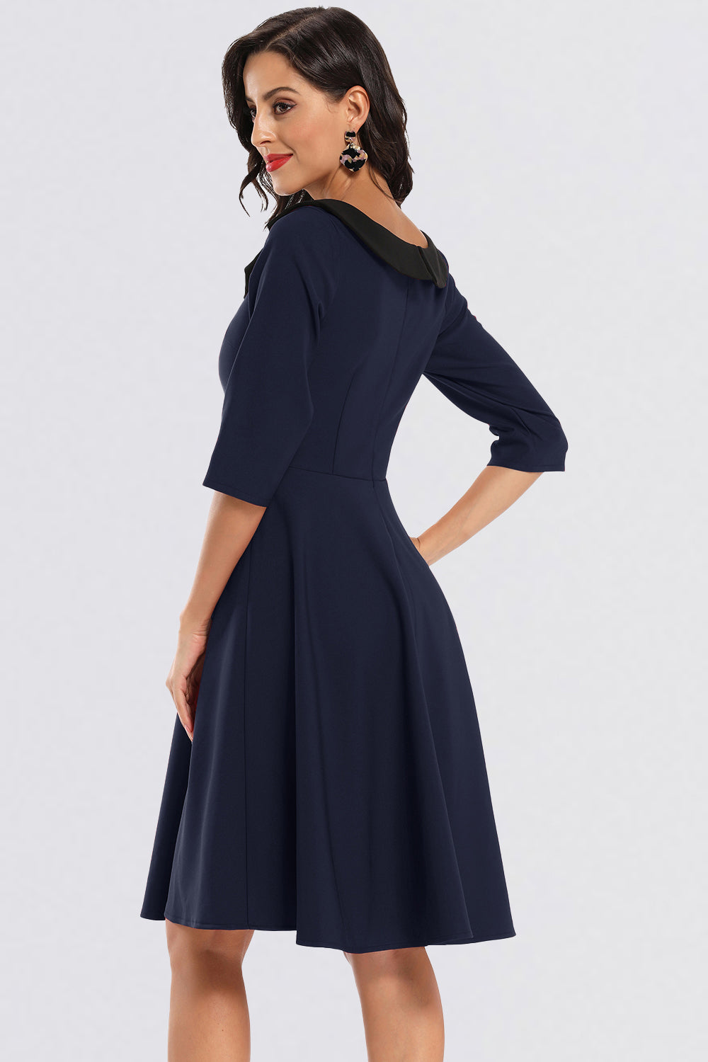 Scoop Zipper Half Sleeve Vintage Dresses