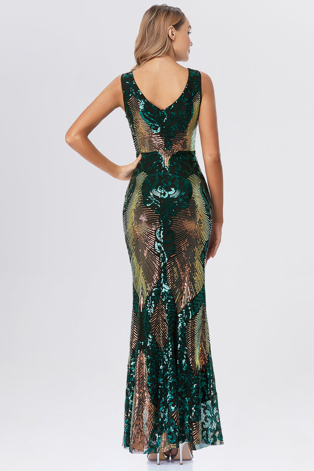 Sexy V-neck Sequins Mermaid Prom Dresses