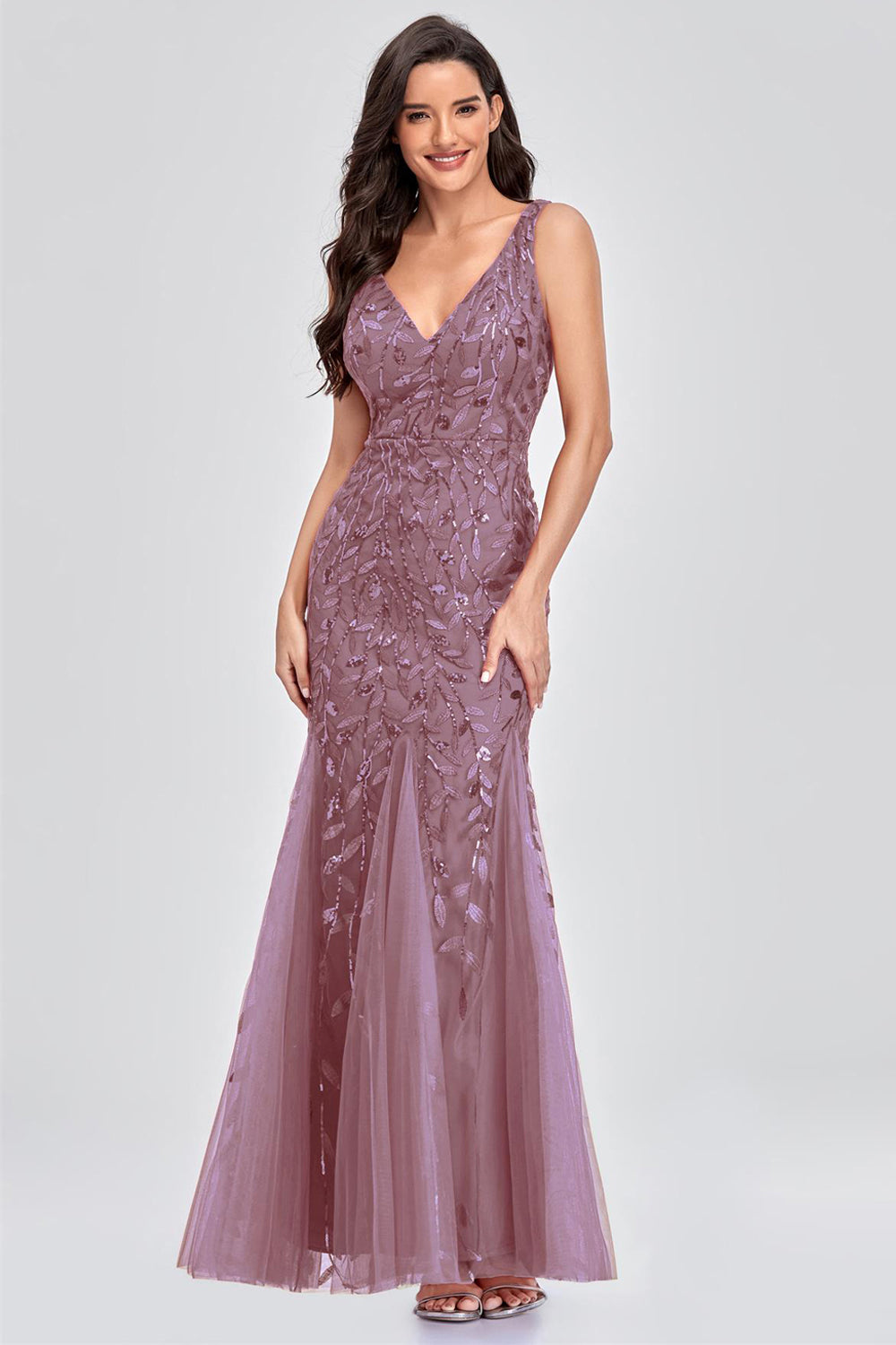 Sexy V-neck Appliques Prom Dresses with Beading