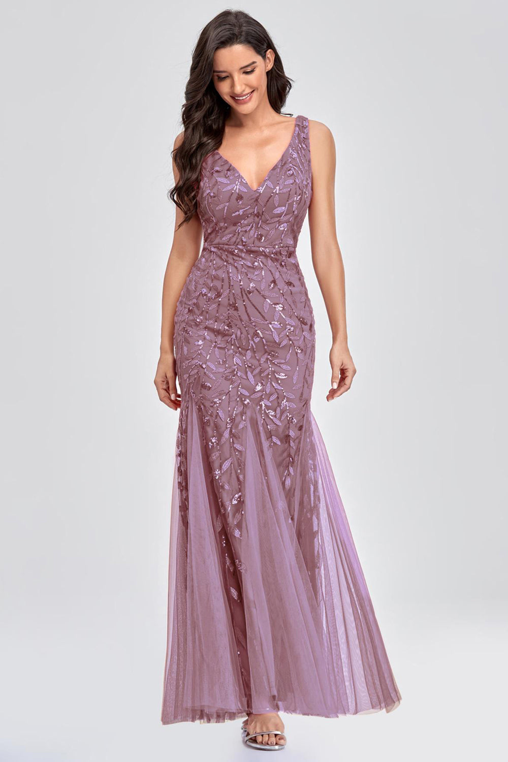 Sexy V-neck Appliques Prom Dresses with Beading