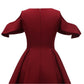Short Sleeve Ruffles Tight Waist Vintage Dresses