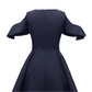 Short Sleeve Ruffles Tight Waist Vintage Dresses