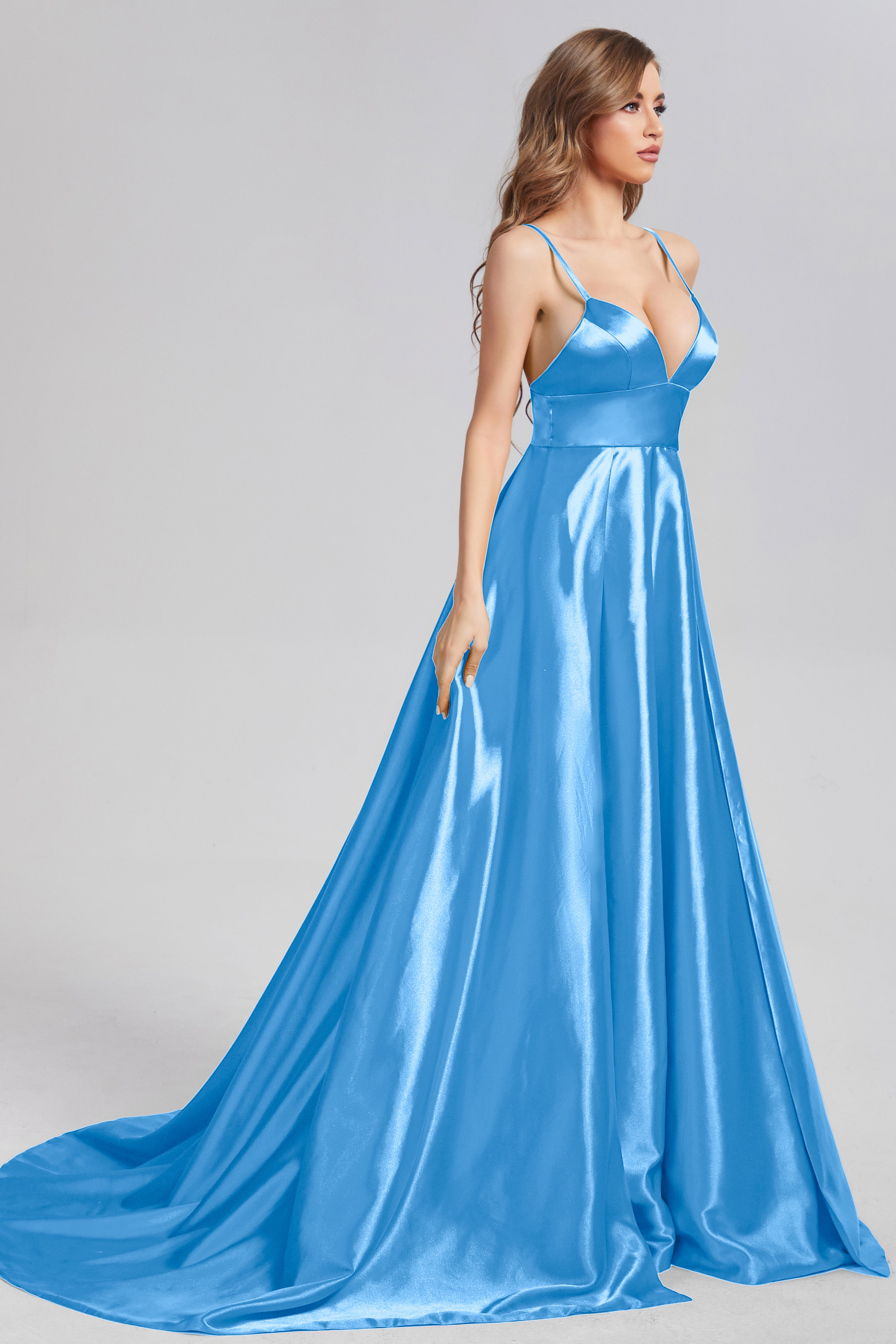 Spaghetti Straps Prom Dresses with Trailing