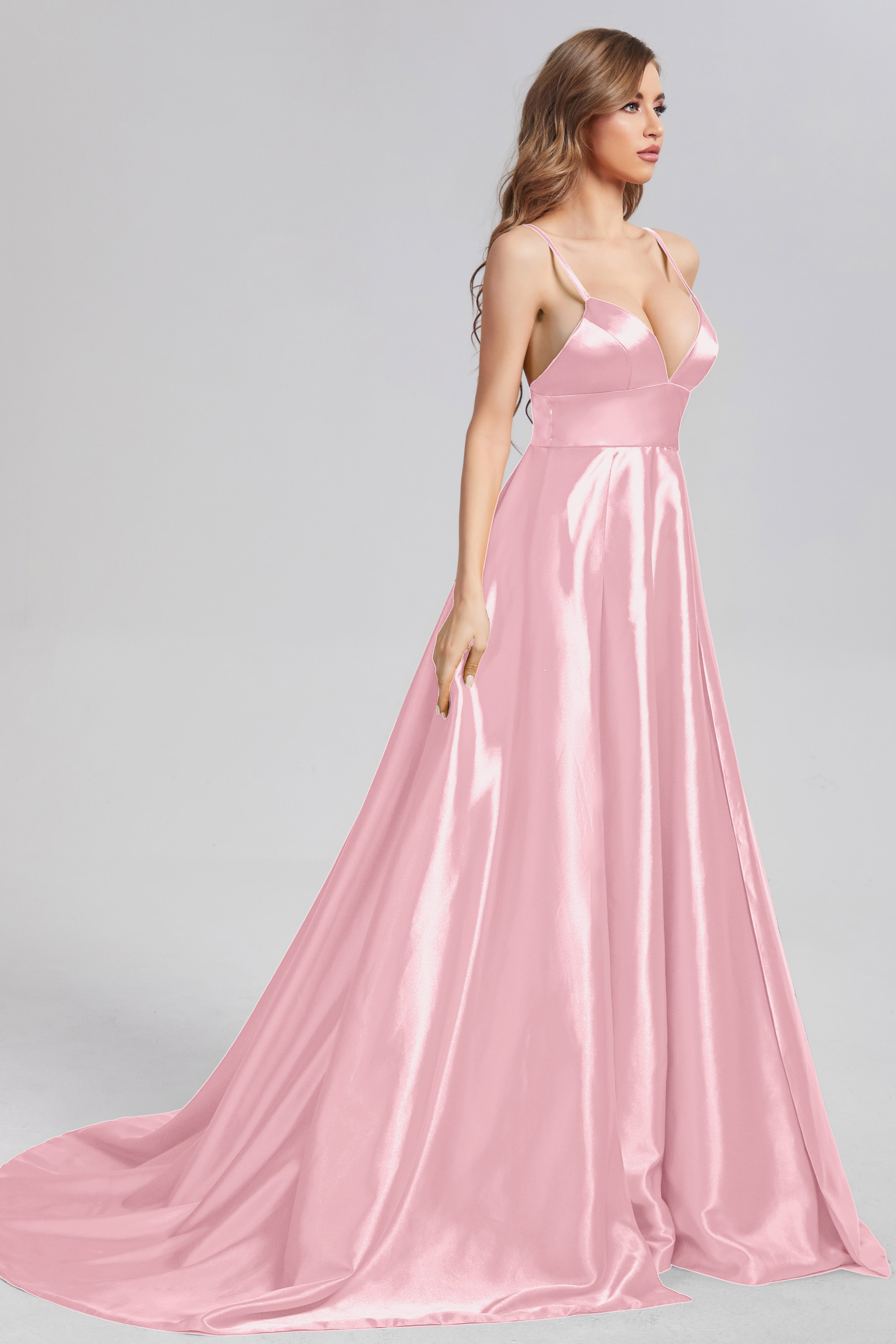 Spaghetti Straps Prom Dresses with Trailing