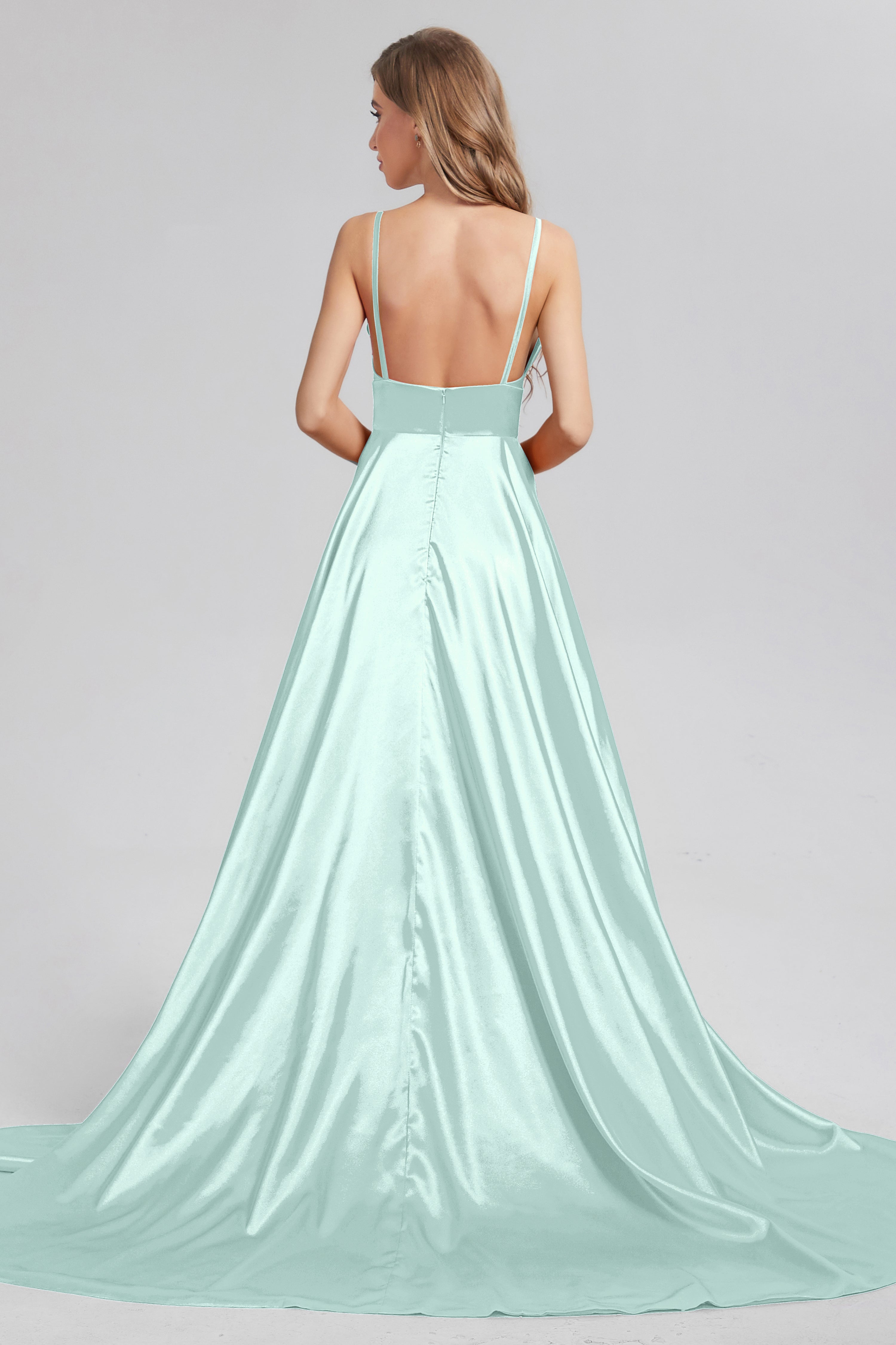 Spaghetti Straps Prom Dresses with Trailing