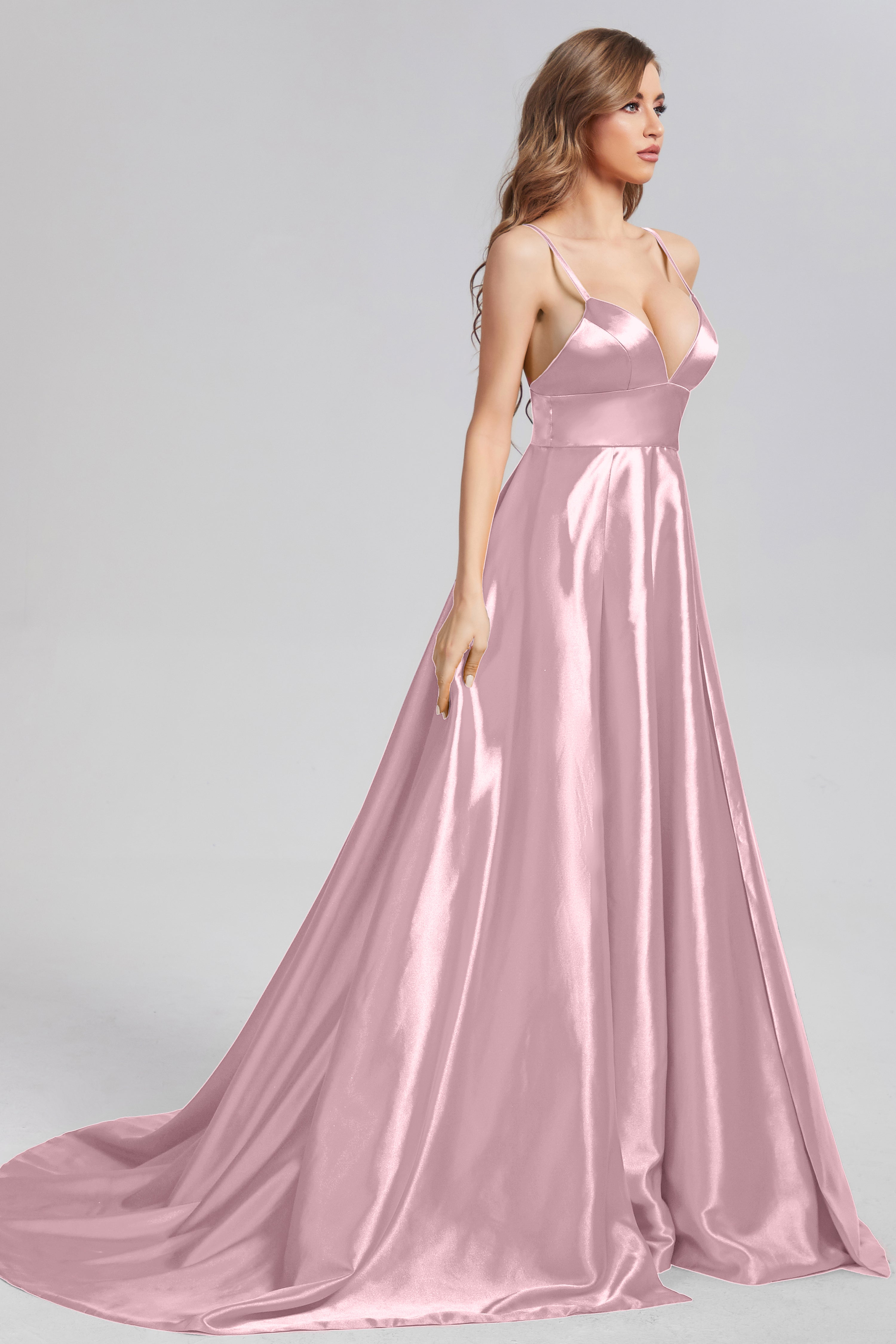 Spaghetti Straps Prom Dresses with Trailing