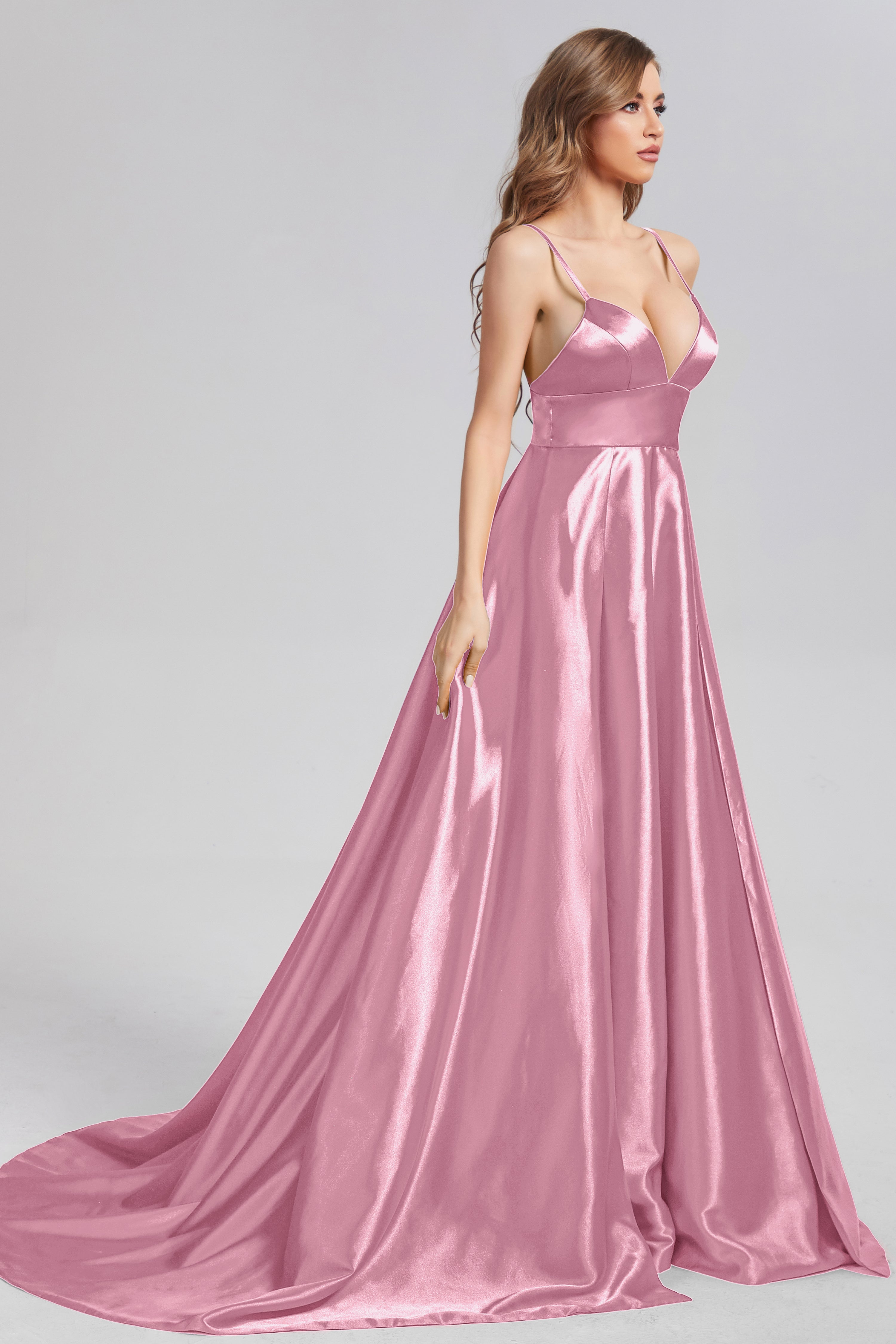 Spaghetti Straps Prom Dresses with Trailing