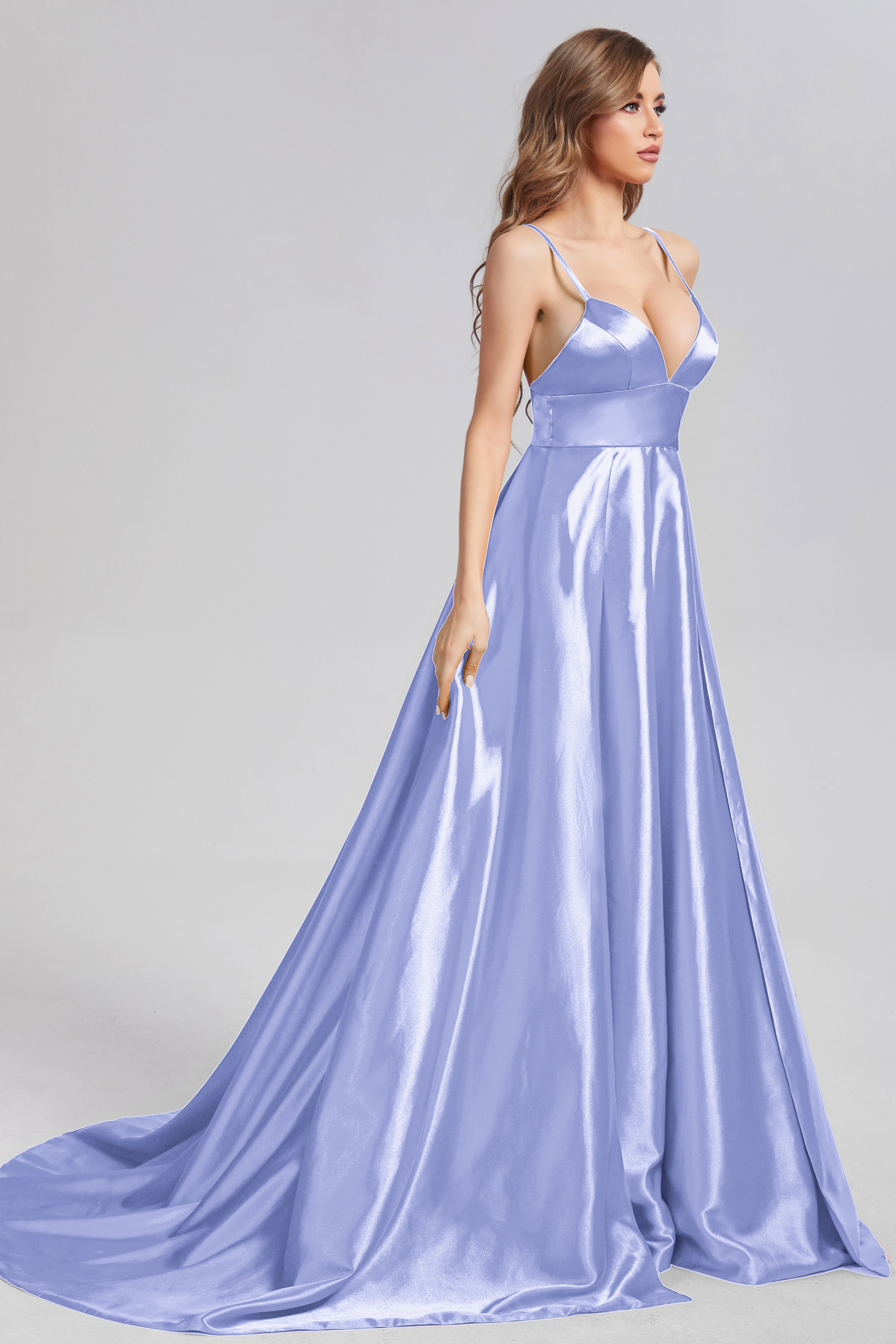 Spaghetti Straps Prom Dresses with Trailing