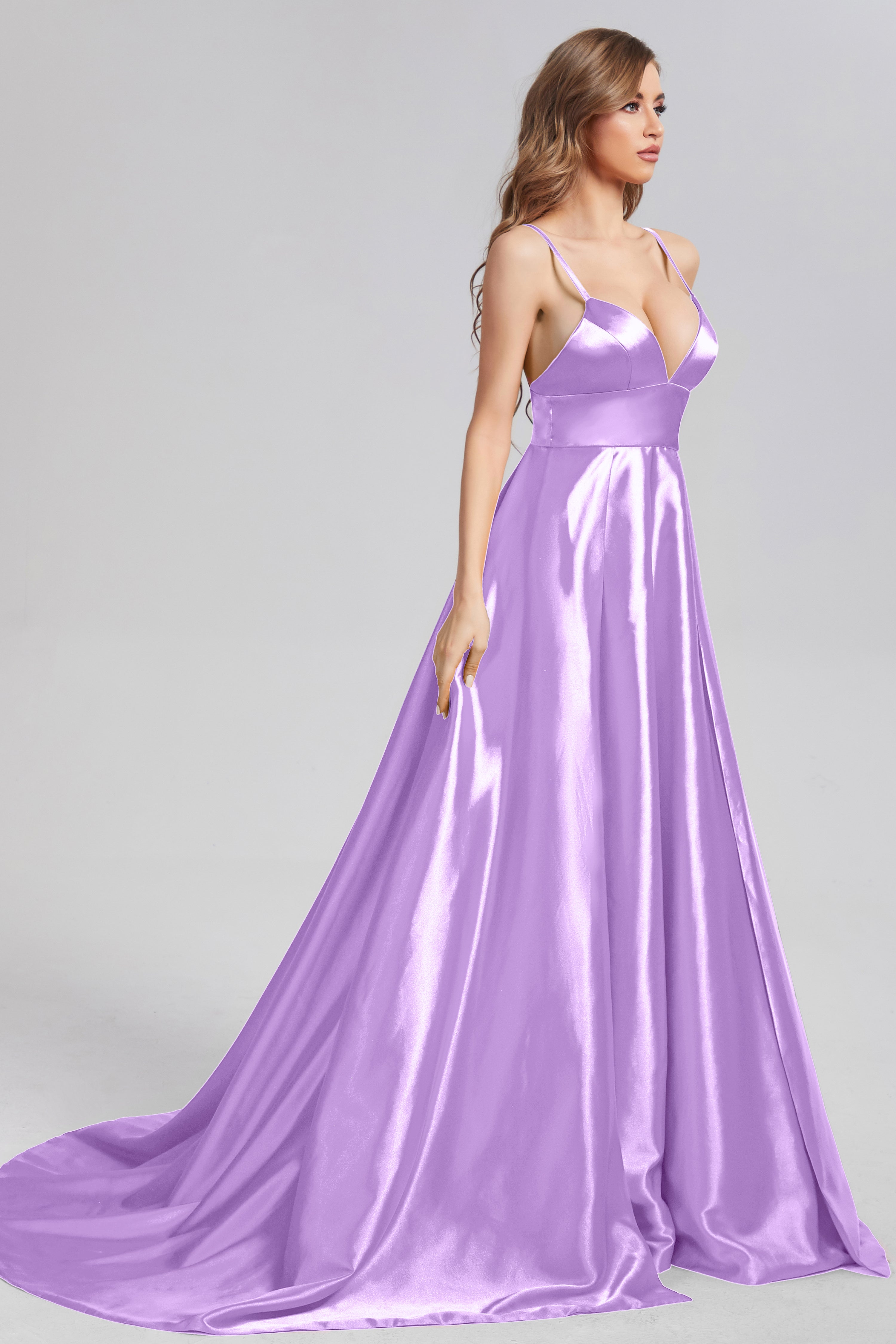 Spaghetti Straps Prom Dresses with Trailing