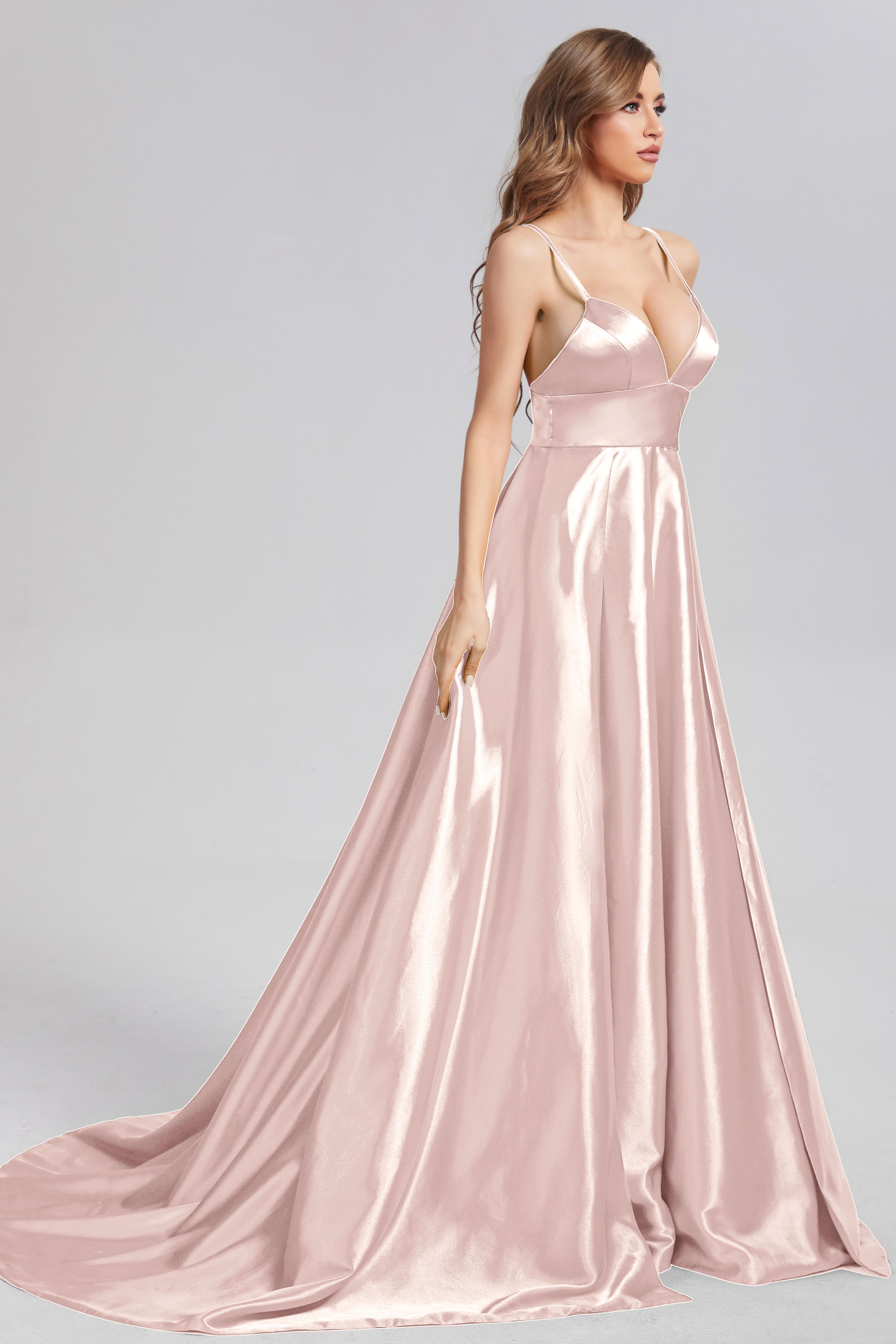 Spaghetti Straps Prom Dresses with Trailing