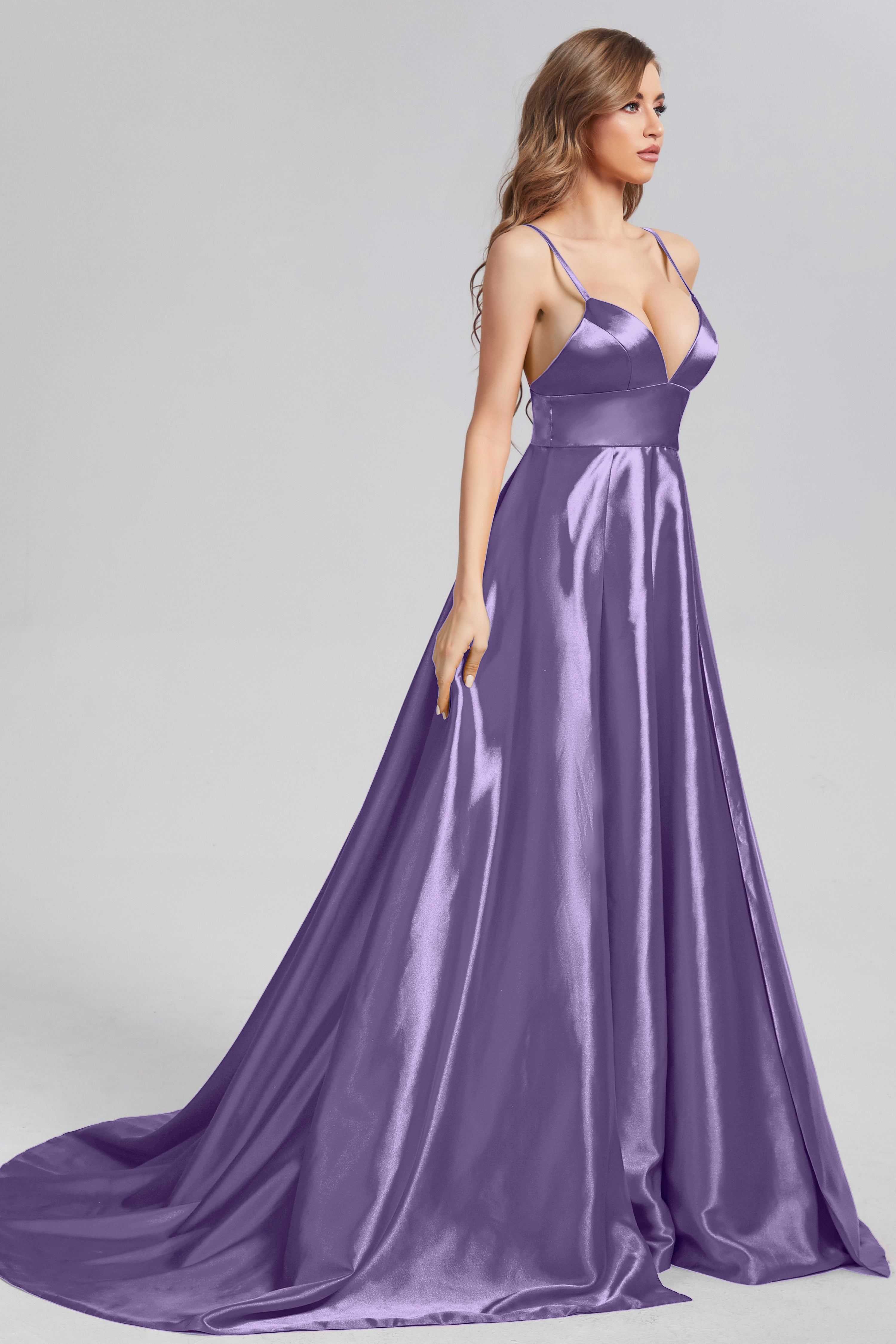 Spaghetti Straps Prom Dresses with Trailing