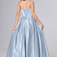 Strapless Beading Prom Dresses with Pockets