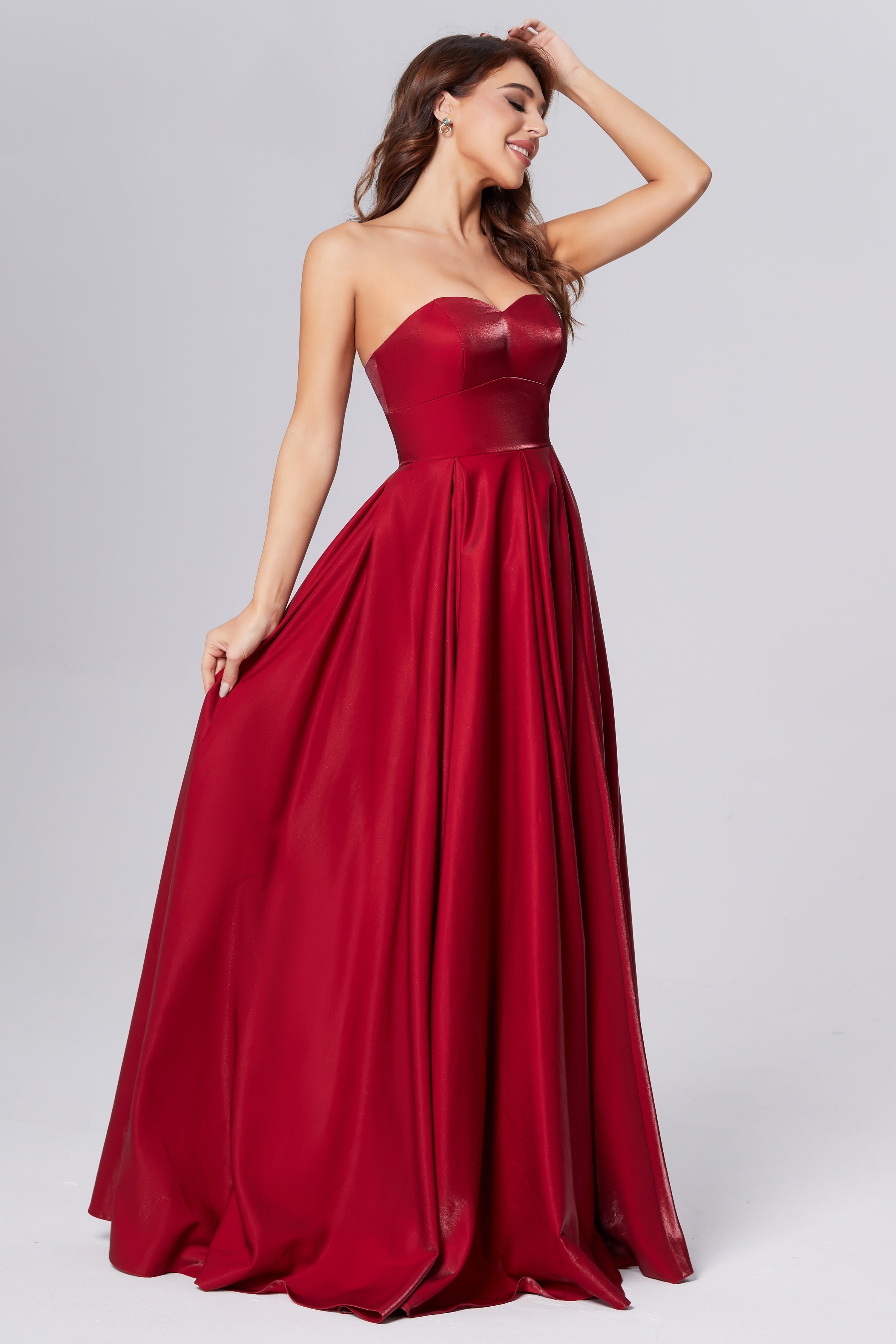 Sweetheart Satin Sleeveless Prom Dresses