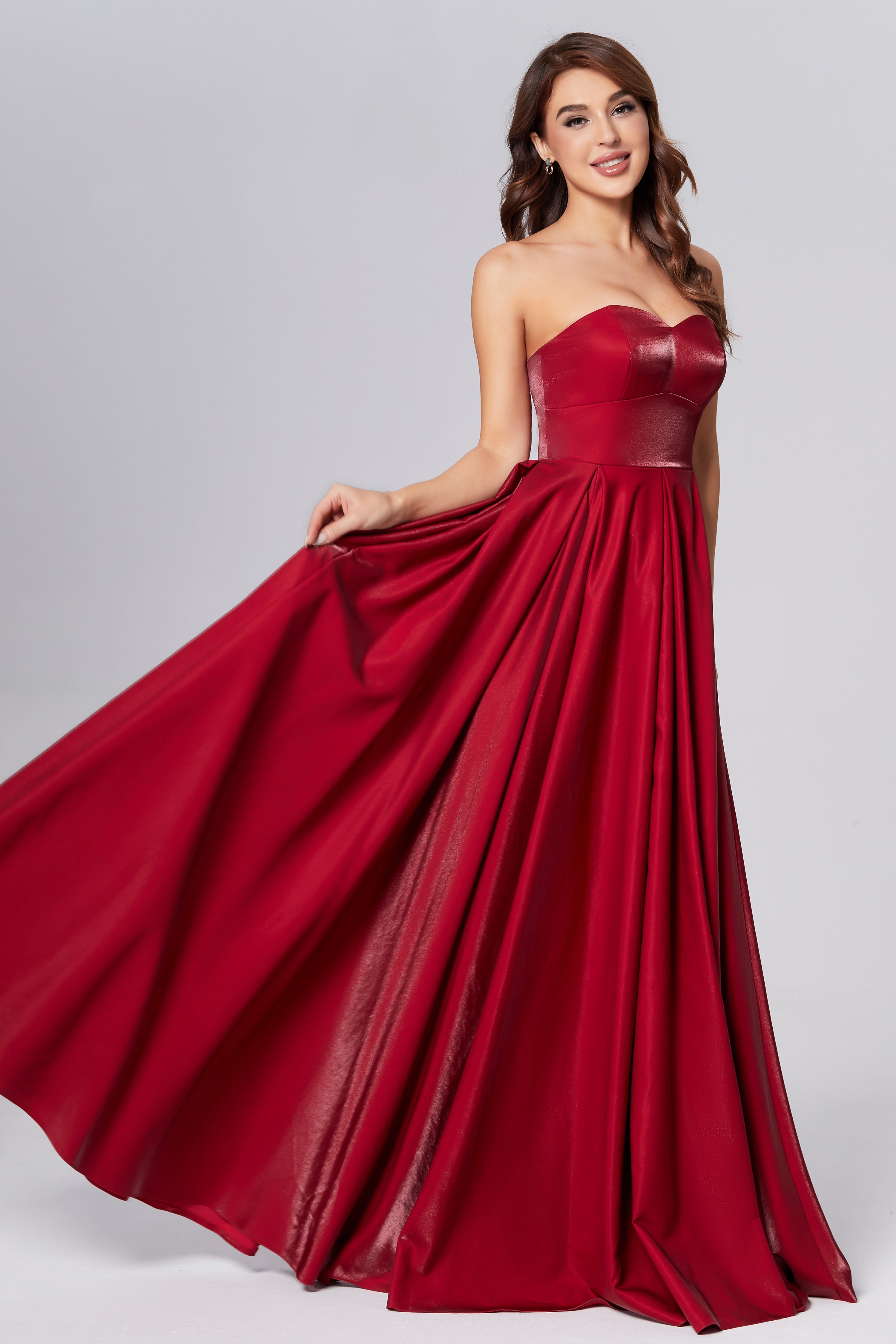 Sweetheart Satin Sleeveless Prom Dresses