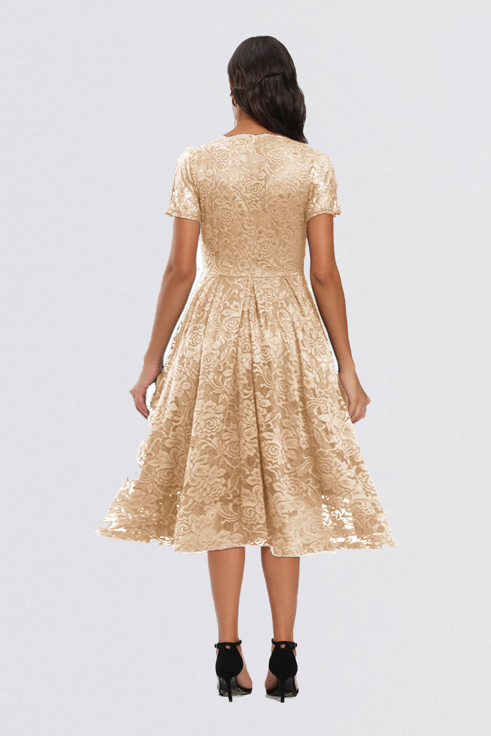 V-neck Lace Short Vintage Prom Dresses