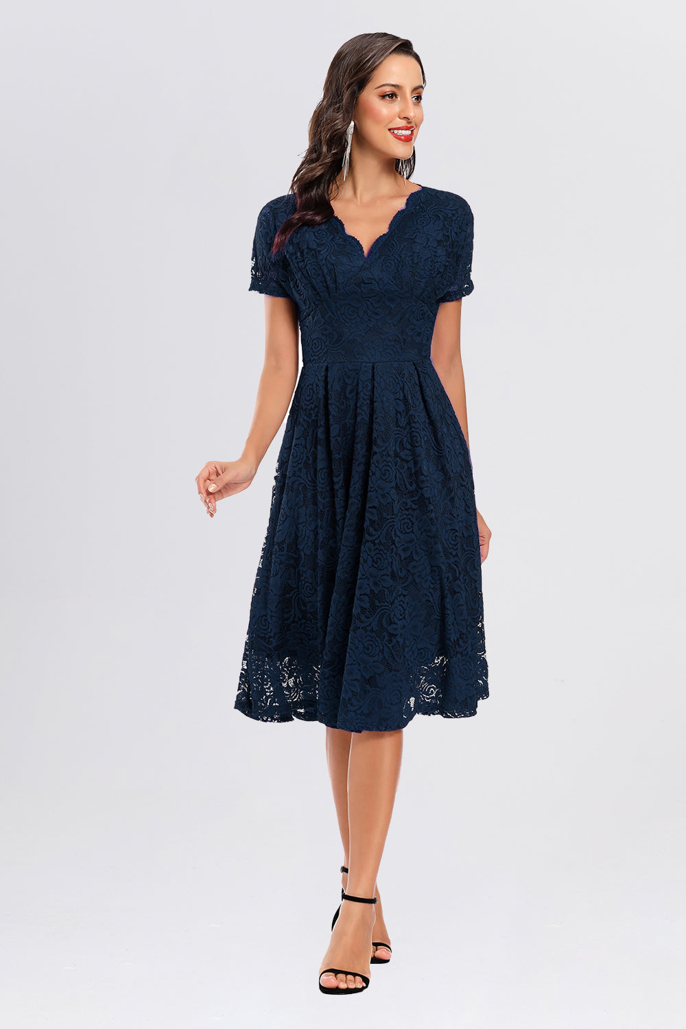 V-neck Lace Short Vintage Prom Dresses