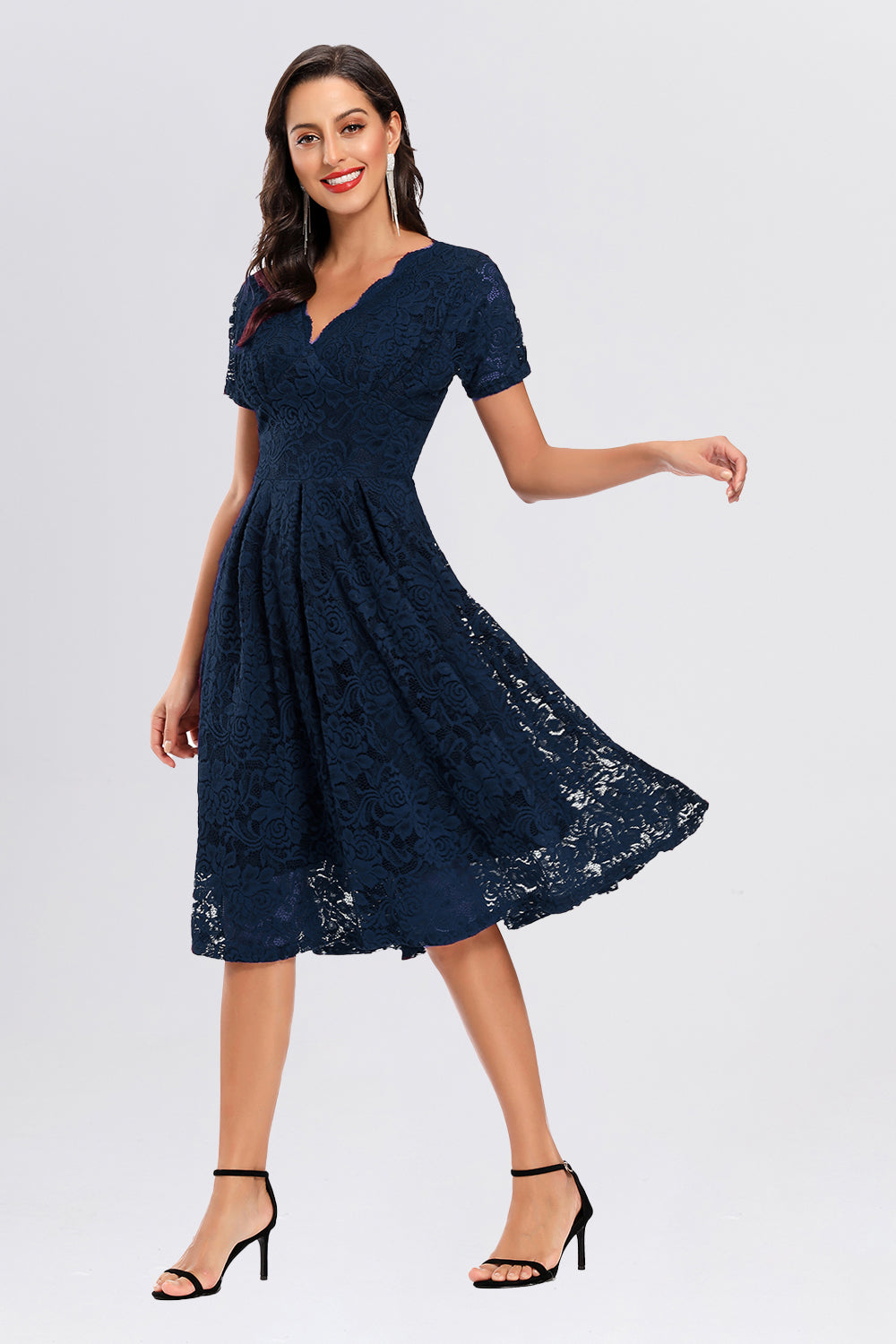 V-neck Lace Short Vintage Prom Dresses