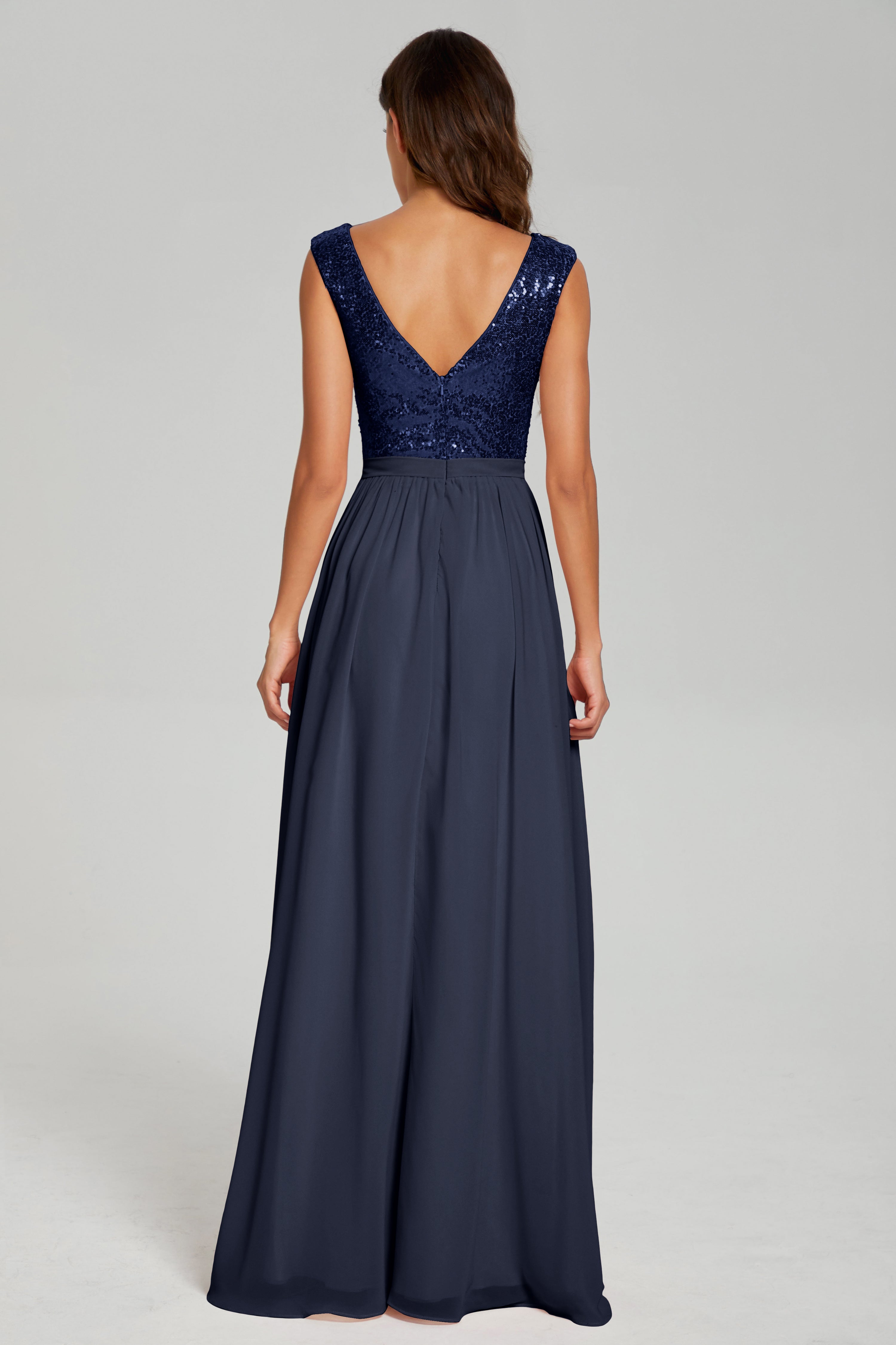 Sequins Bateau Split Prom Dresses