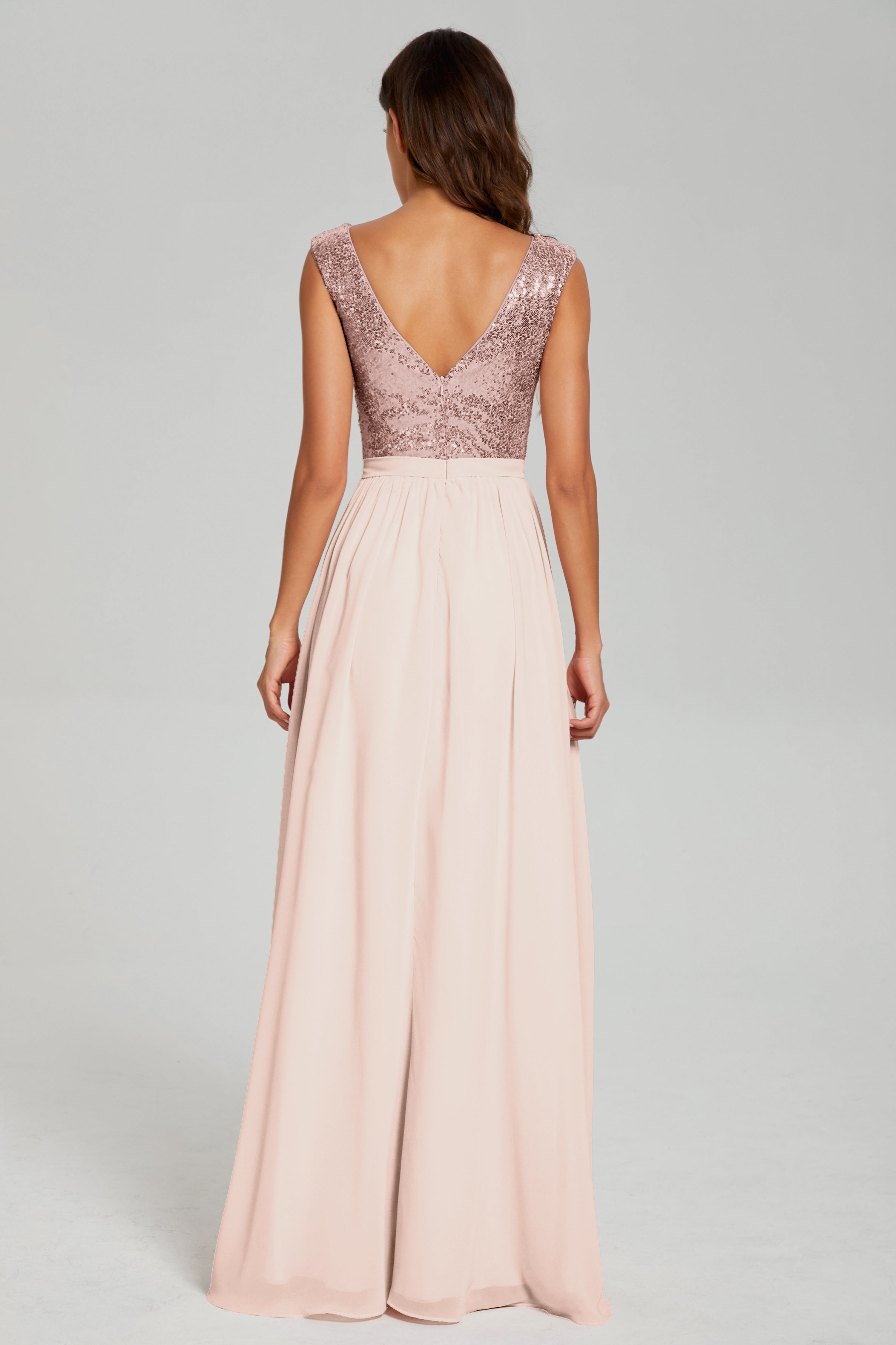 Sequins Bateau Split Prom Dresses