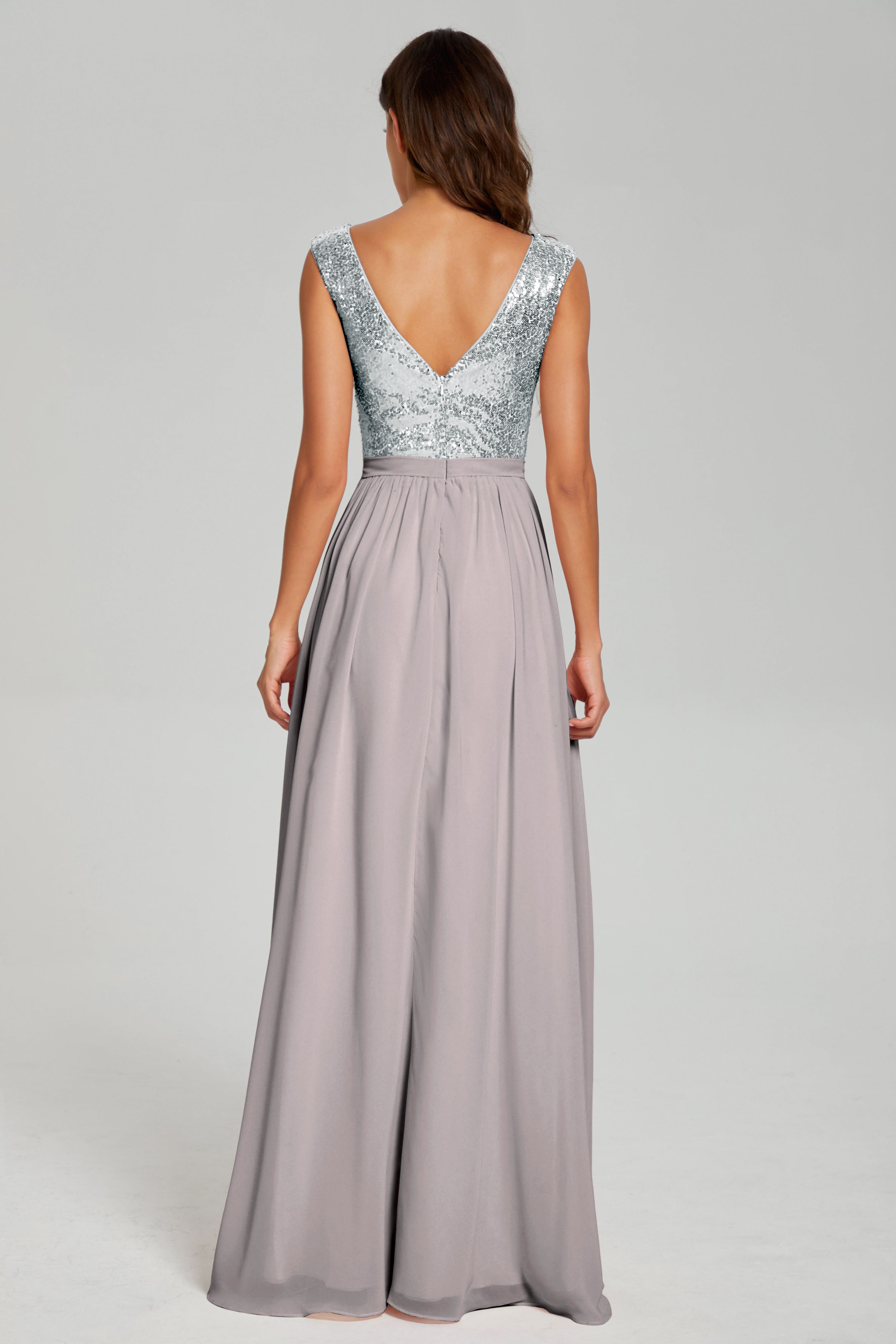 Sequins Bateau Split Prom Dresses