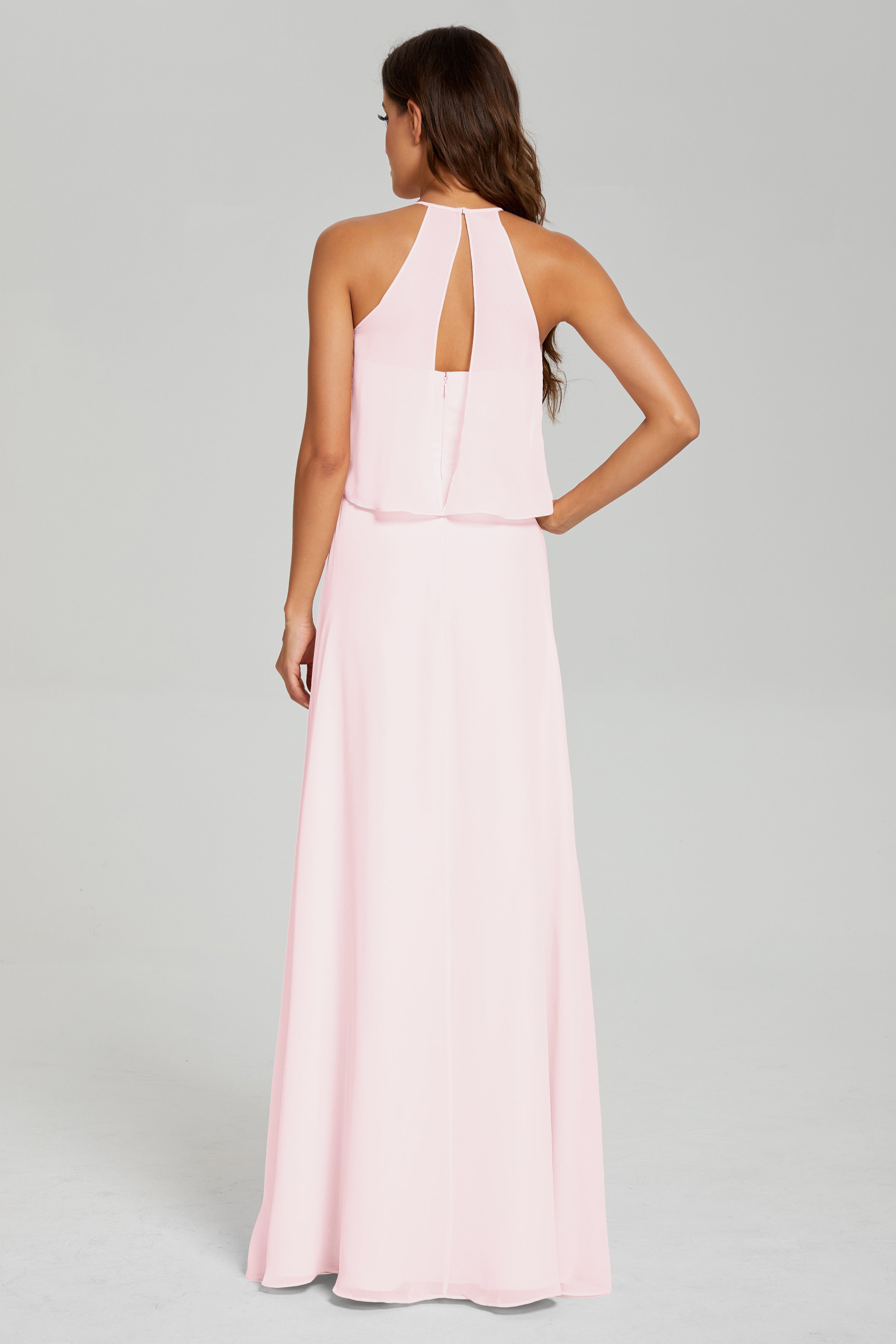 Simple Halter Chiffon Long Prom Dresses